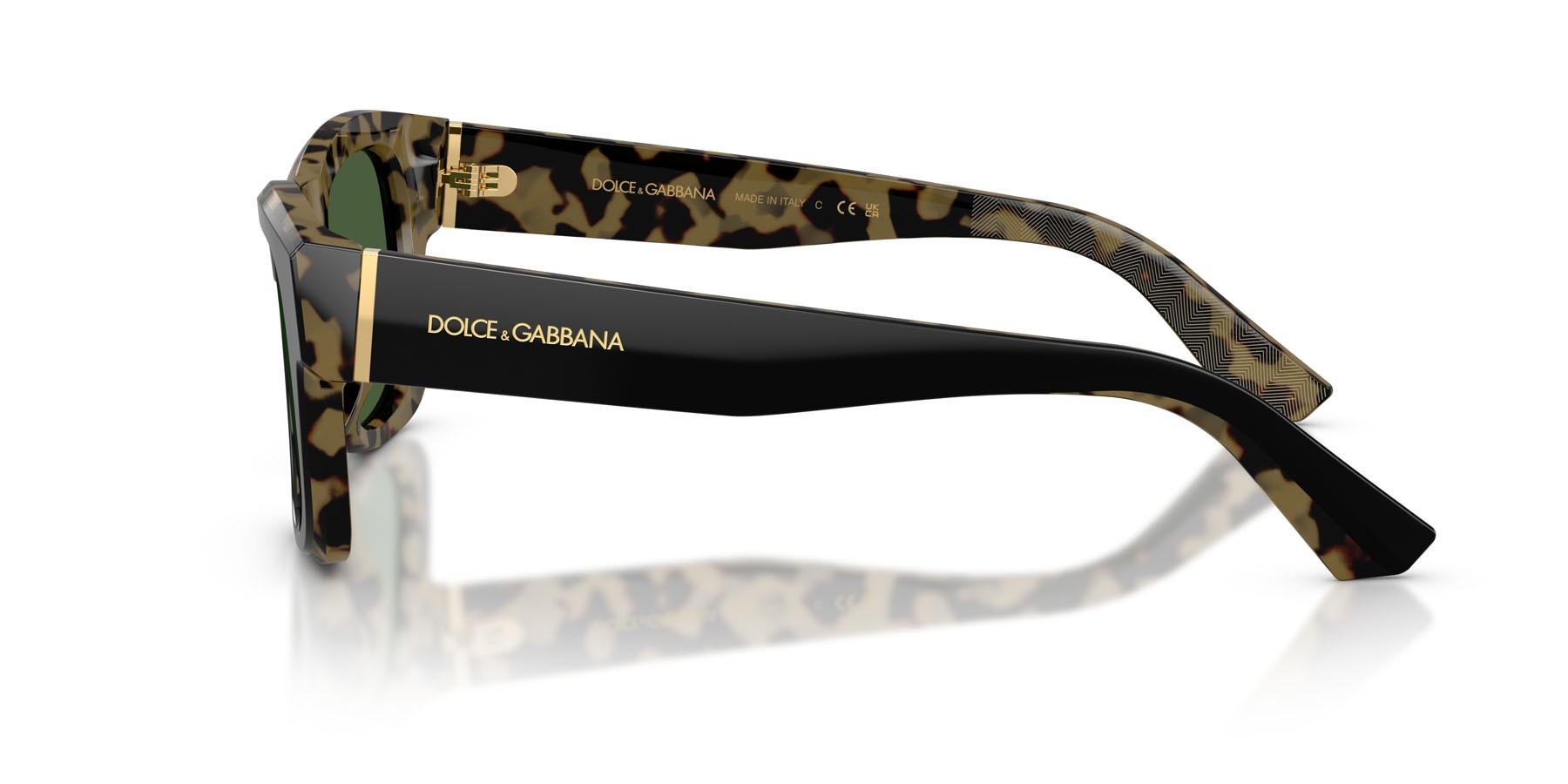 Occhiali da sole Dolce & Gabbana DG 4515 (340471) colore nero su havana giallo forma quadrato lenti verde scuro