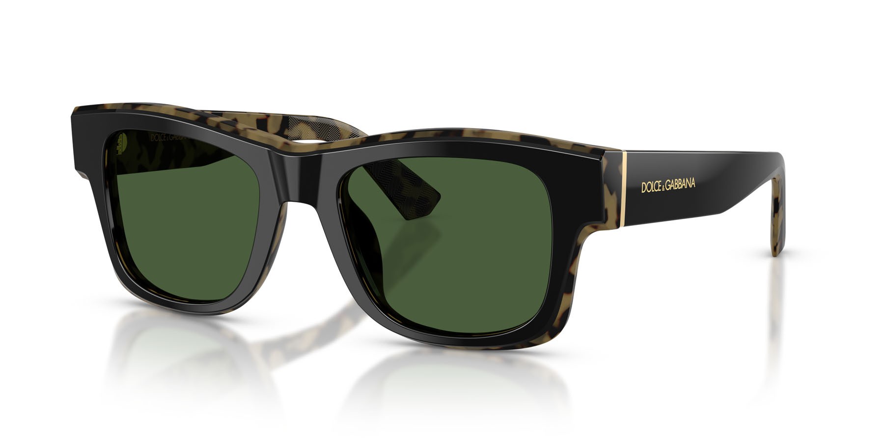 Occhiali da sole Dolce & Gabbana DG 4515 (340471) colore nero su havana giallo forma quadrato lenti verde scuro