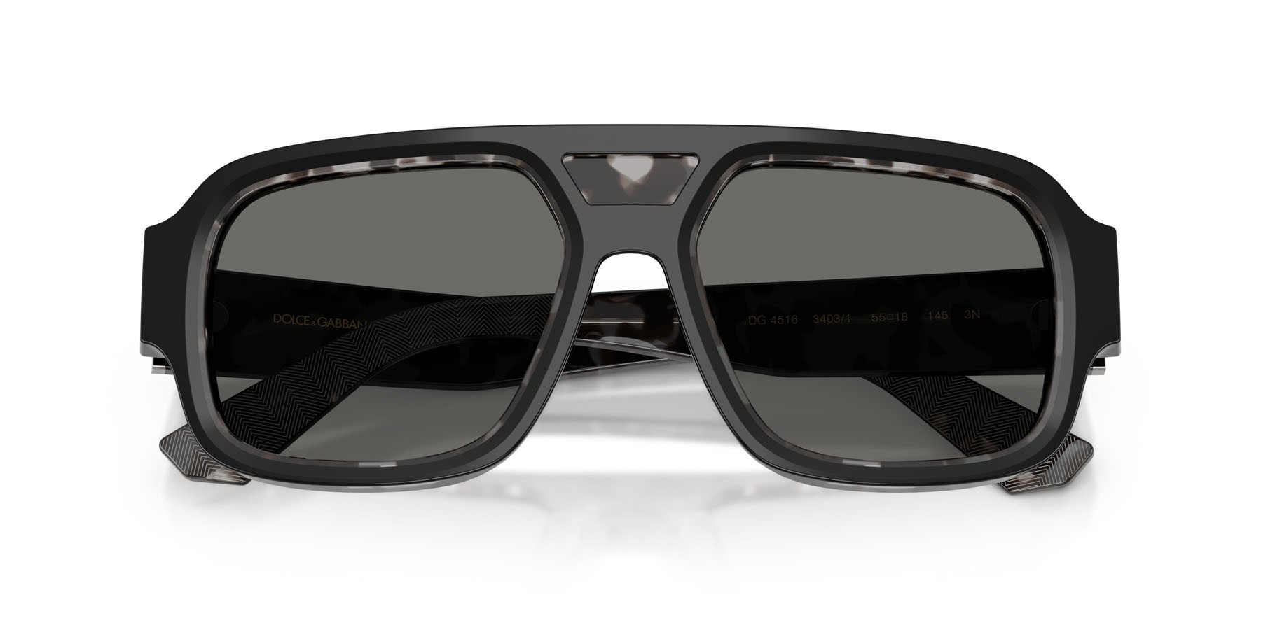Occhiali da sole Dolce & Gabbana DG 4516 (3403/1) colore nero su havana grigio forma quadrato lenti grigio