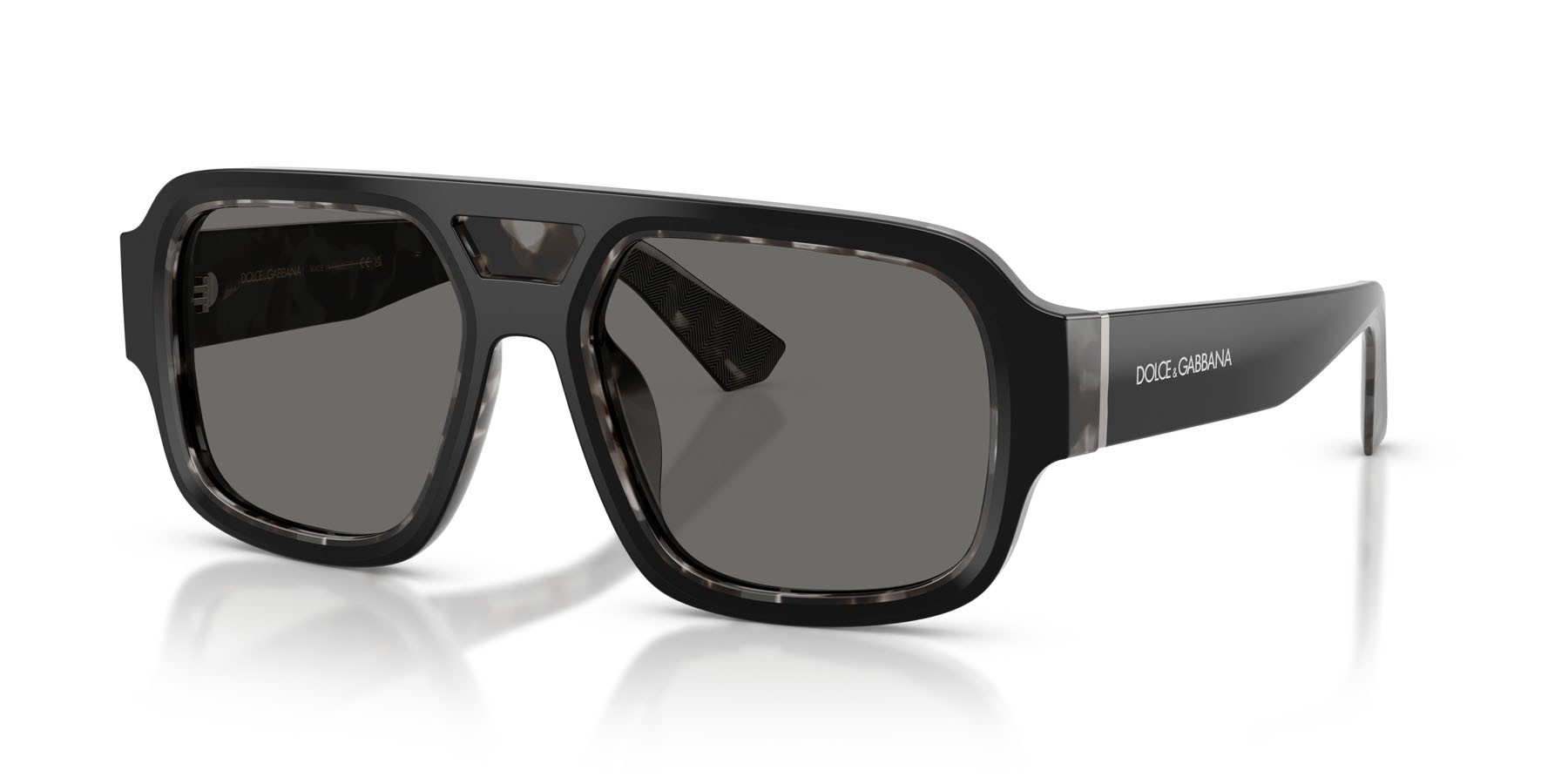 Occhiali da sole Dolce & Gabbana DG 4516 (3403/1) colore nero su havana grigio forma quadrato lenti grigio