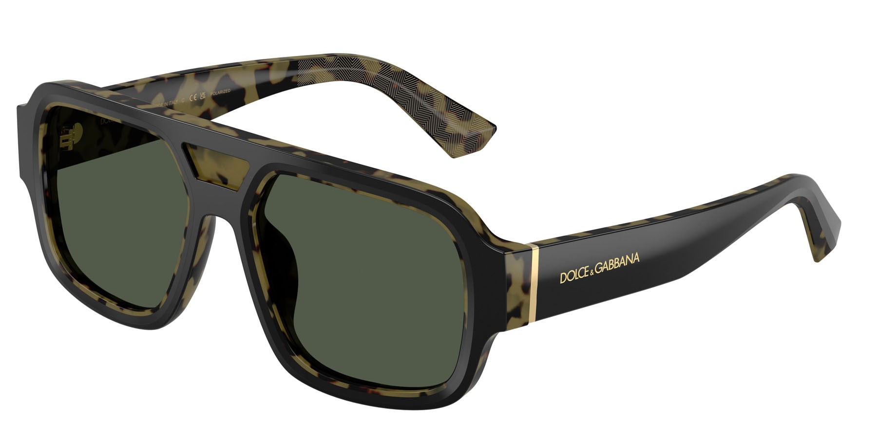Sunglasses Dolce & Gabbana DG 4516 (34049A) color nero su havana giallo shape square lenses polar verde scuro