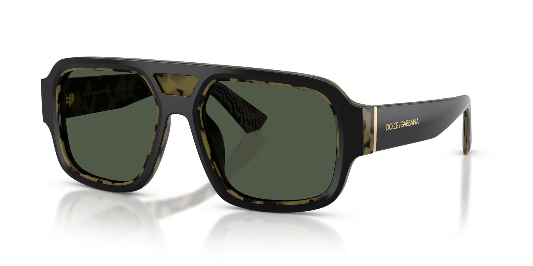 Sunglasses Dolce & Gabbana DG 4516 (34049A) color nero su havana giallo shape square lenses polar verde scuro
