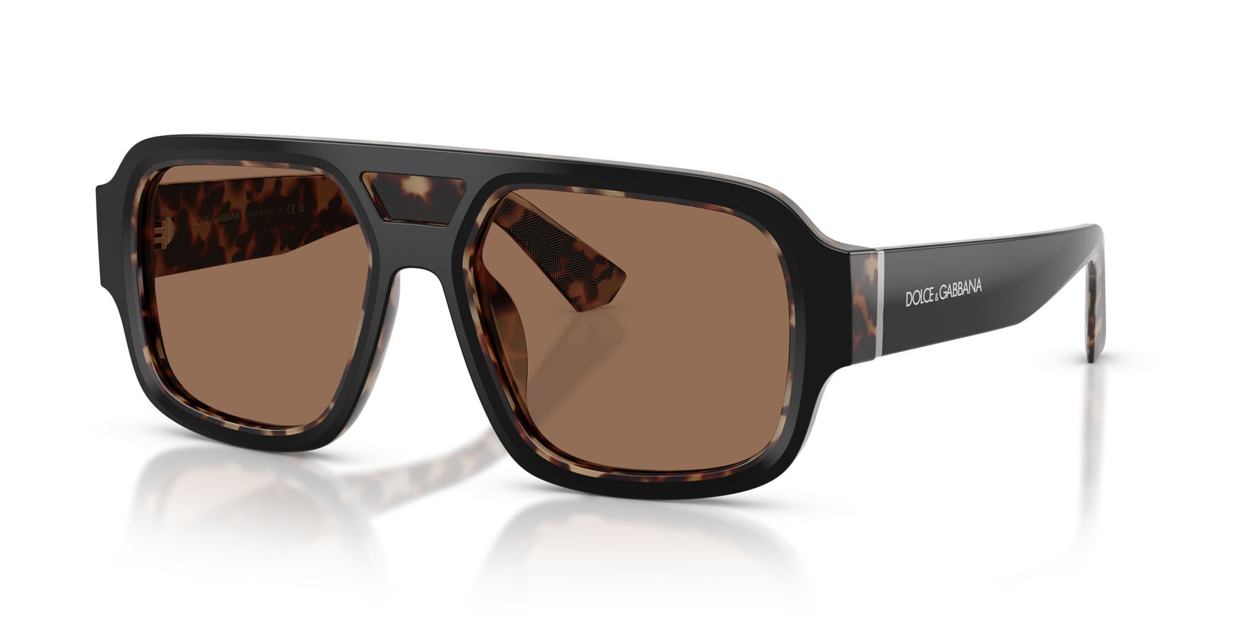 Occhiali da sole Dolce & Gabbana DG 4516 (341773) colore nero su rosso havana forma quadrato lenti marrone scuro