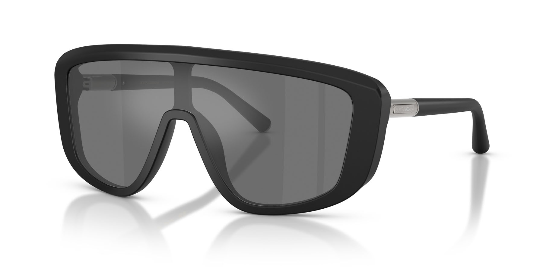 Occhiali da sole Dolce & Gabbana DG 4520 (25256G) colore nero opaco forma rettangolare lenti grigio nero specchiato
