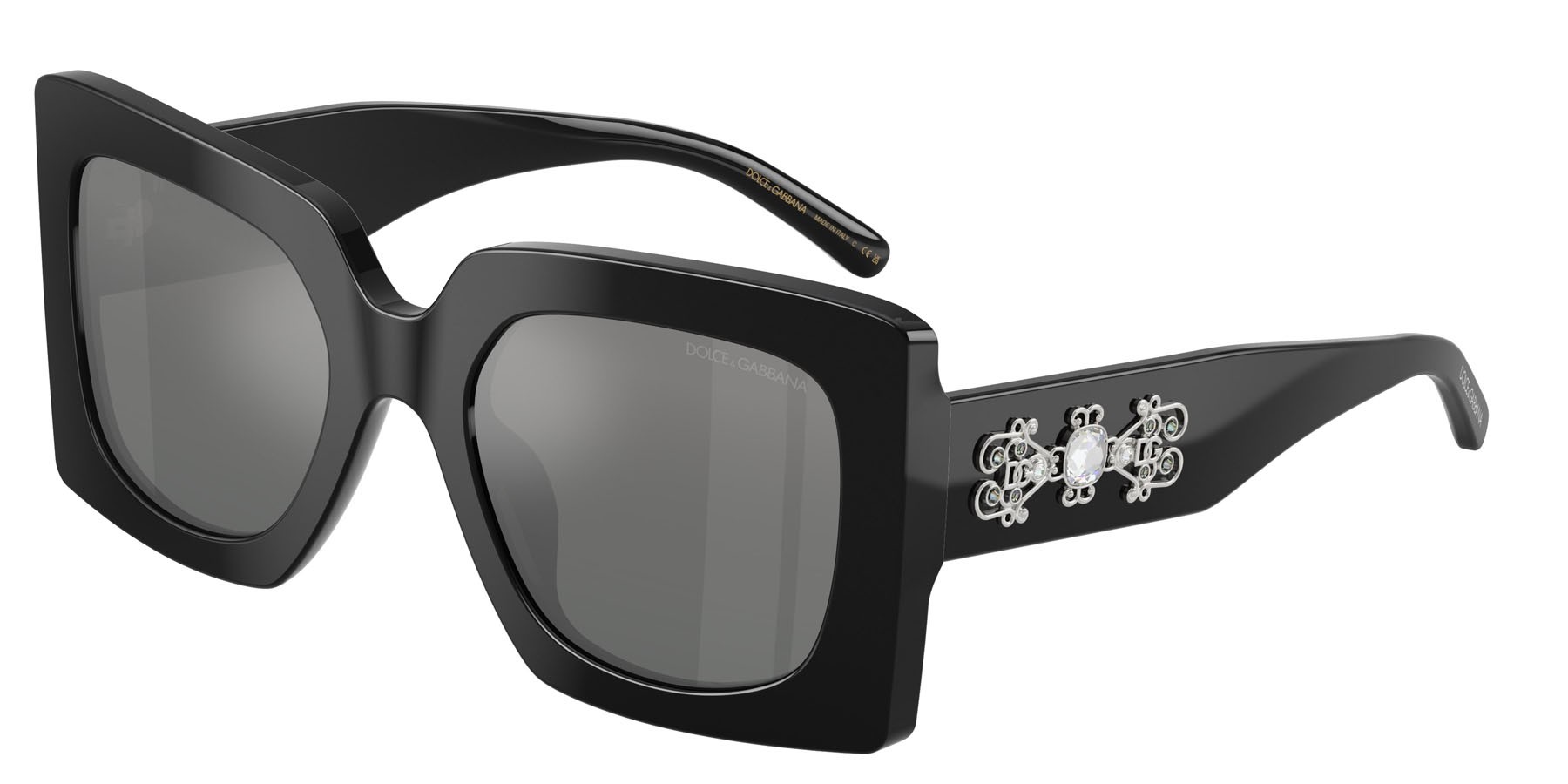 Occhiali da sole Dolce & Gabbana DG 4525B (501/88) colore nero forma quadrato lenti grigio sfumato argento a specchio