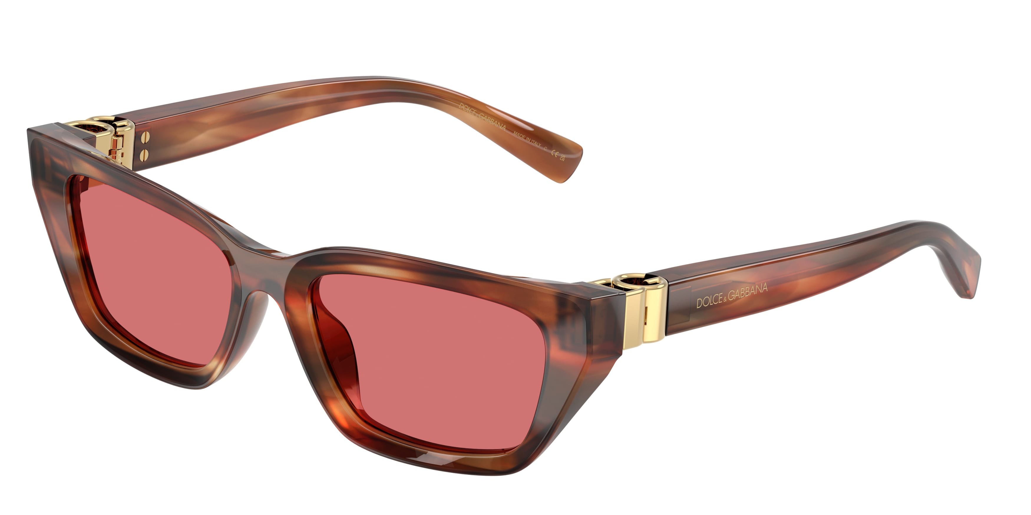 Occhiali da sole Dolce & Gabbana DG 4532 (322175) colore striato marrone forma cat eye lenti rosso