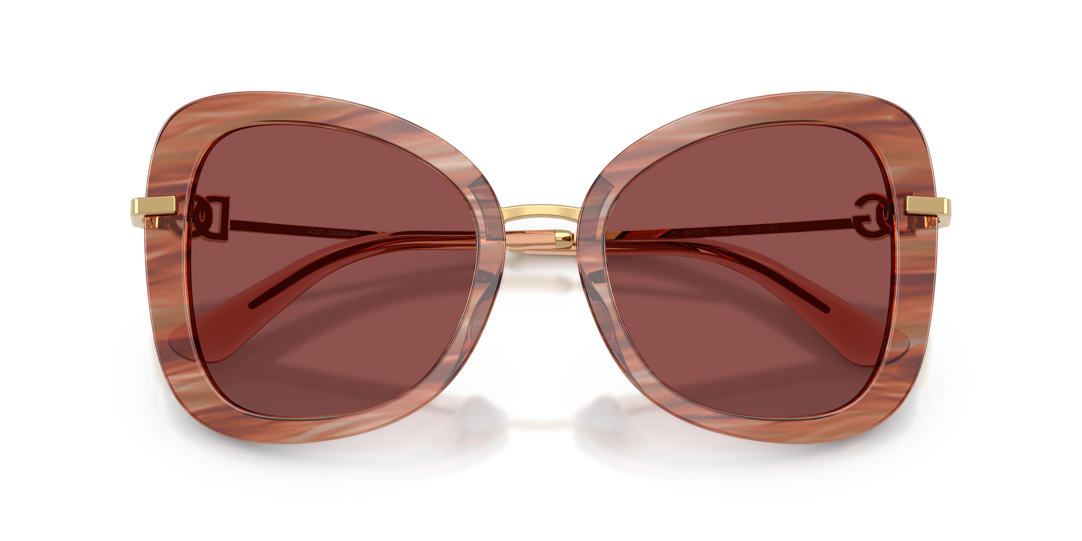 Occhiali da sole Dolce & Gabbana DG 4535 (347375) colore striato rosso forma farfalla lenti violetto scuro