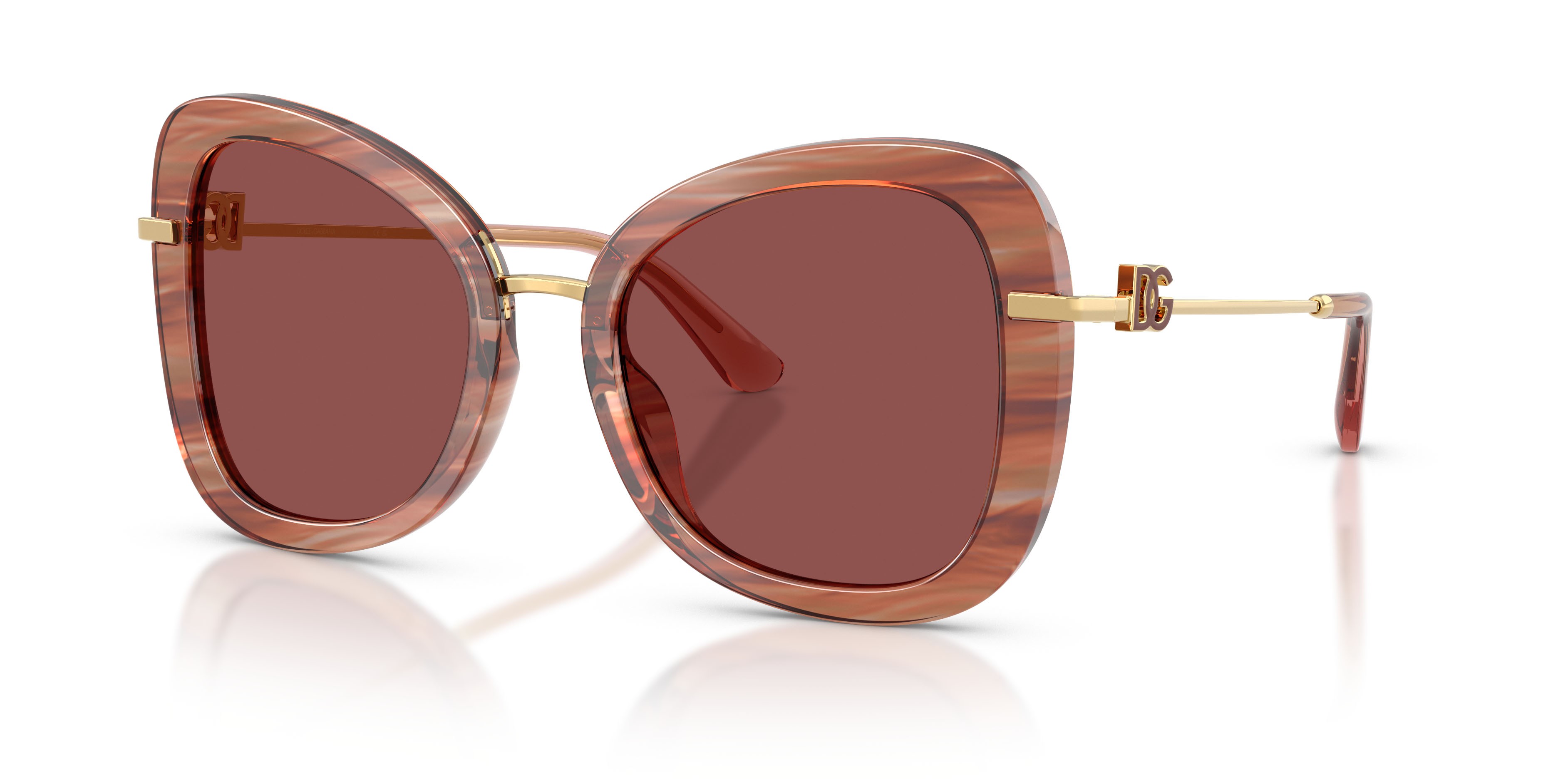 Occhiali da sole Dolce & Gabbana DG 4535 (347375) colore striato rosso forma farfalla lenti violetto scuro