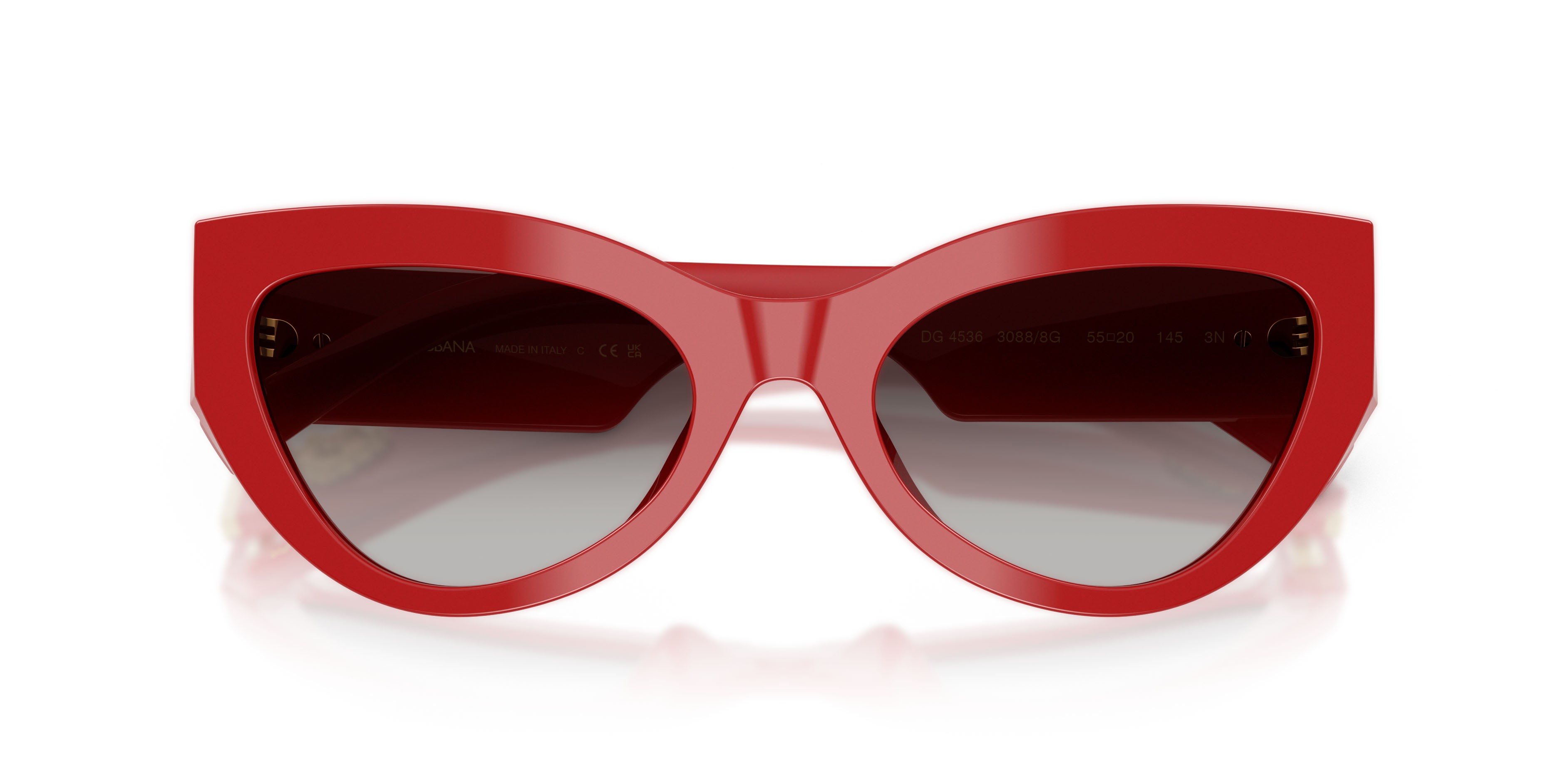 Occhiali da sole Dolce & Gabbana DG 4536 (30888G) colore rosso pieno forma cat eye lenti sfumato grigio