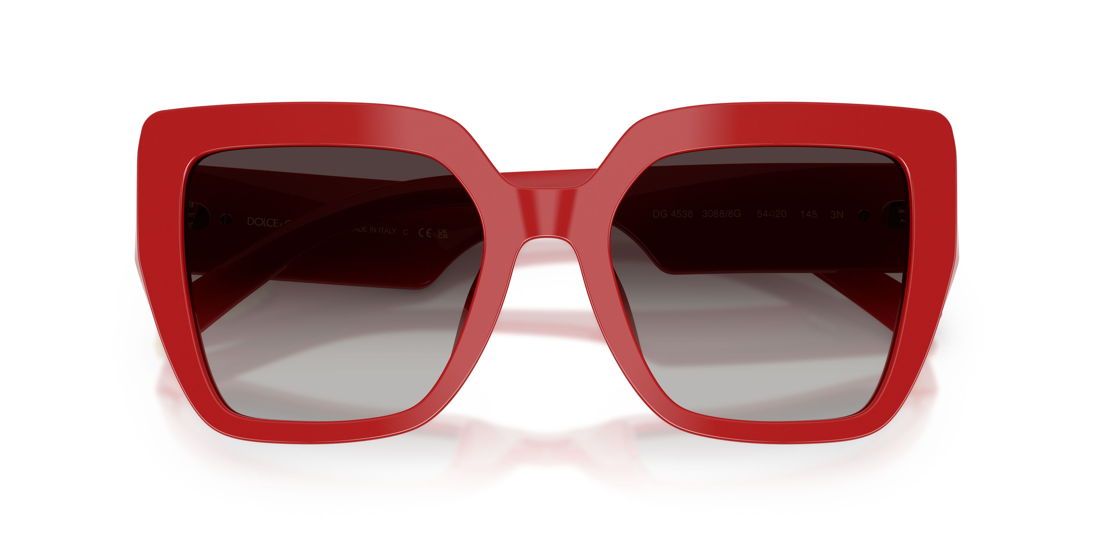 Sunglasses Dolce & Gabbana DG 4538 (30888G) color rosso pieno shape square lenses sfumato grigio