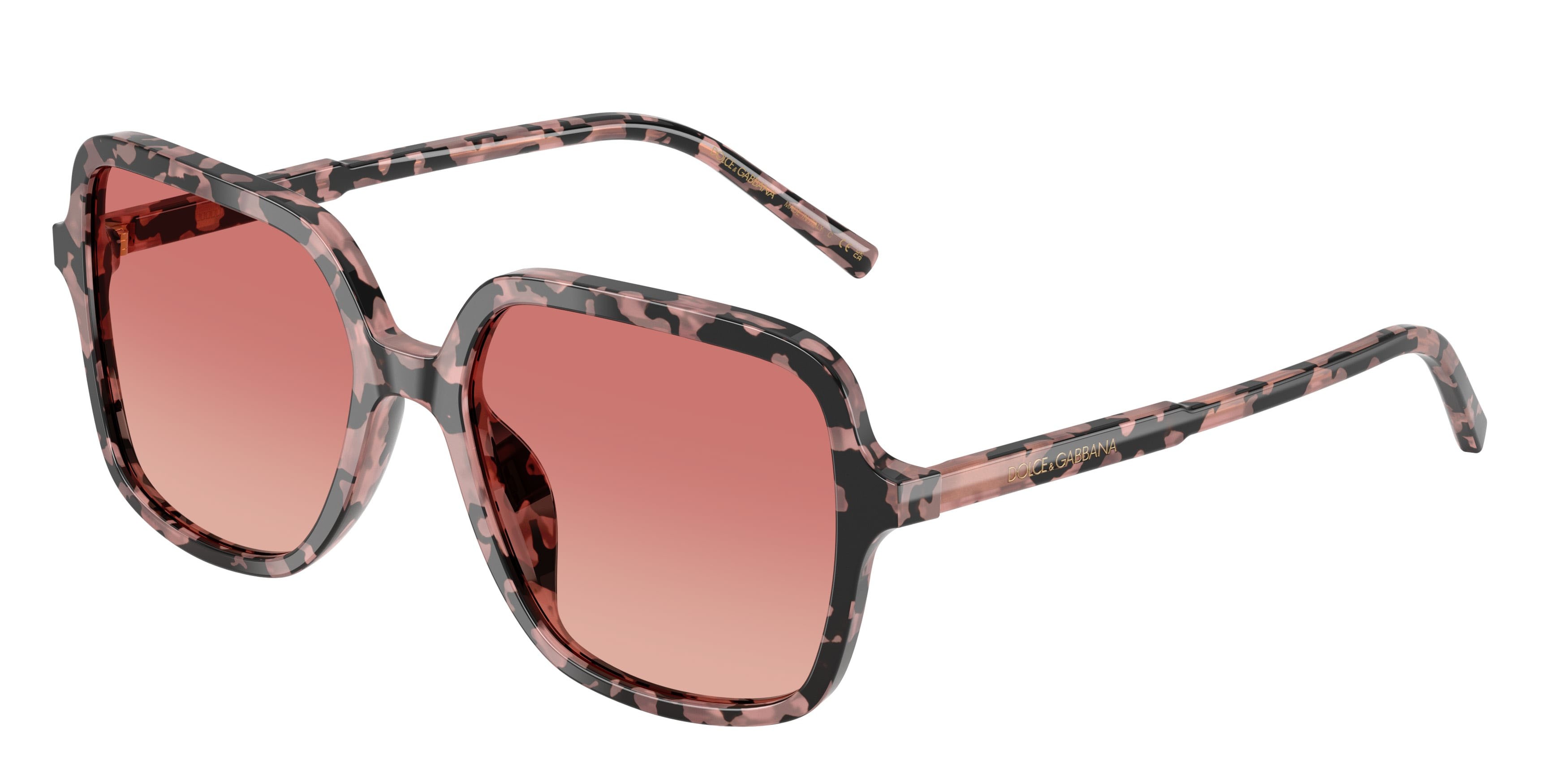 Occhiali da sole Dolce & Gabbana DG 4539 (3476A5) colore havana rosa forma quadrato lenti rosa sfumato rosso