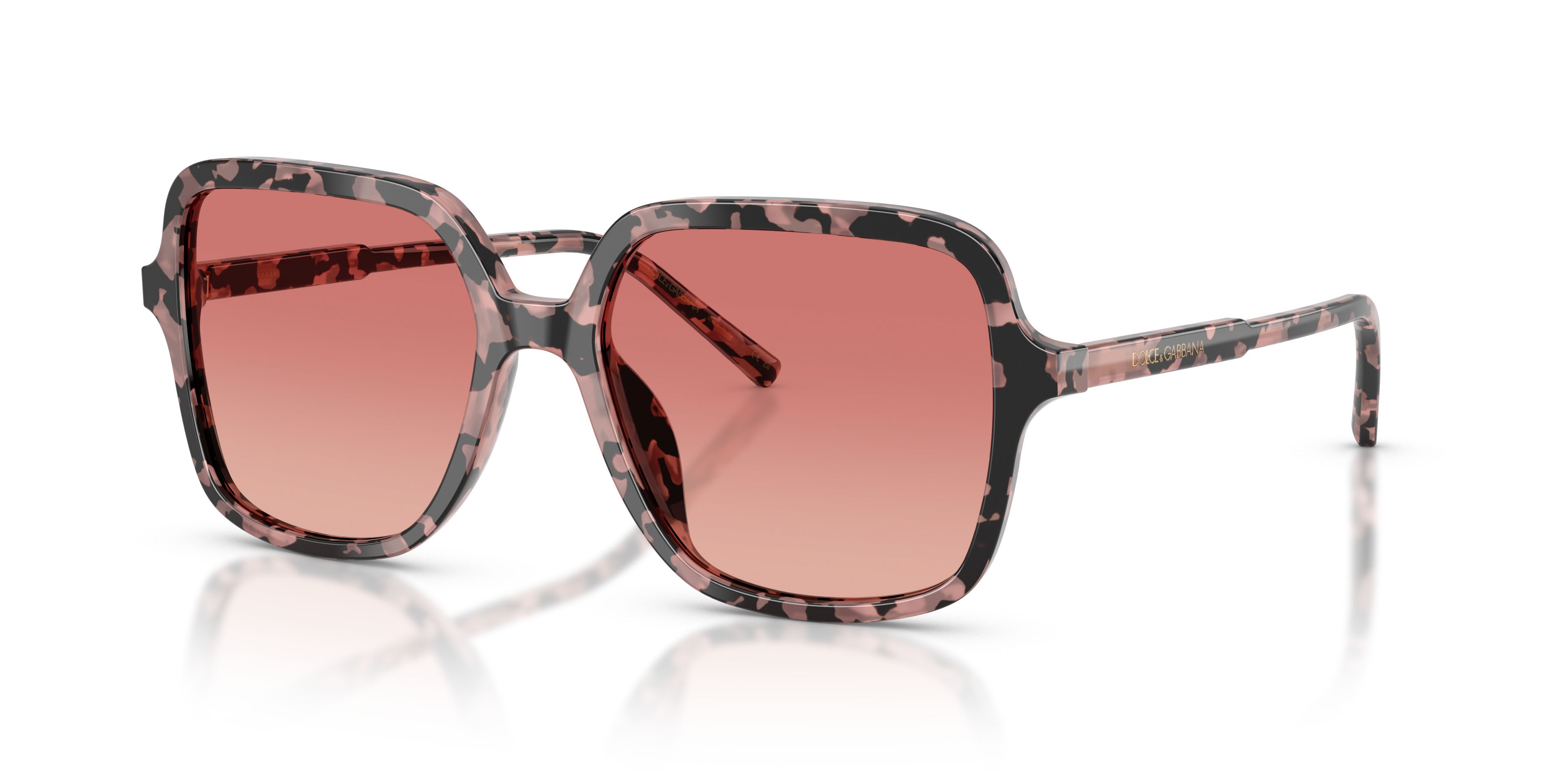 Occhiali da sole Dolce & Gabbana DG 4539 (3476A5) colore havana rosa forma quadrato lenti rosa sfumato rosso