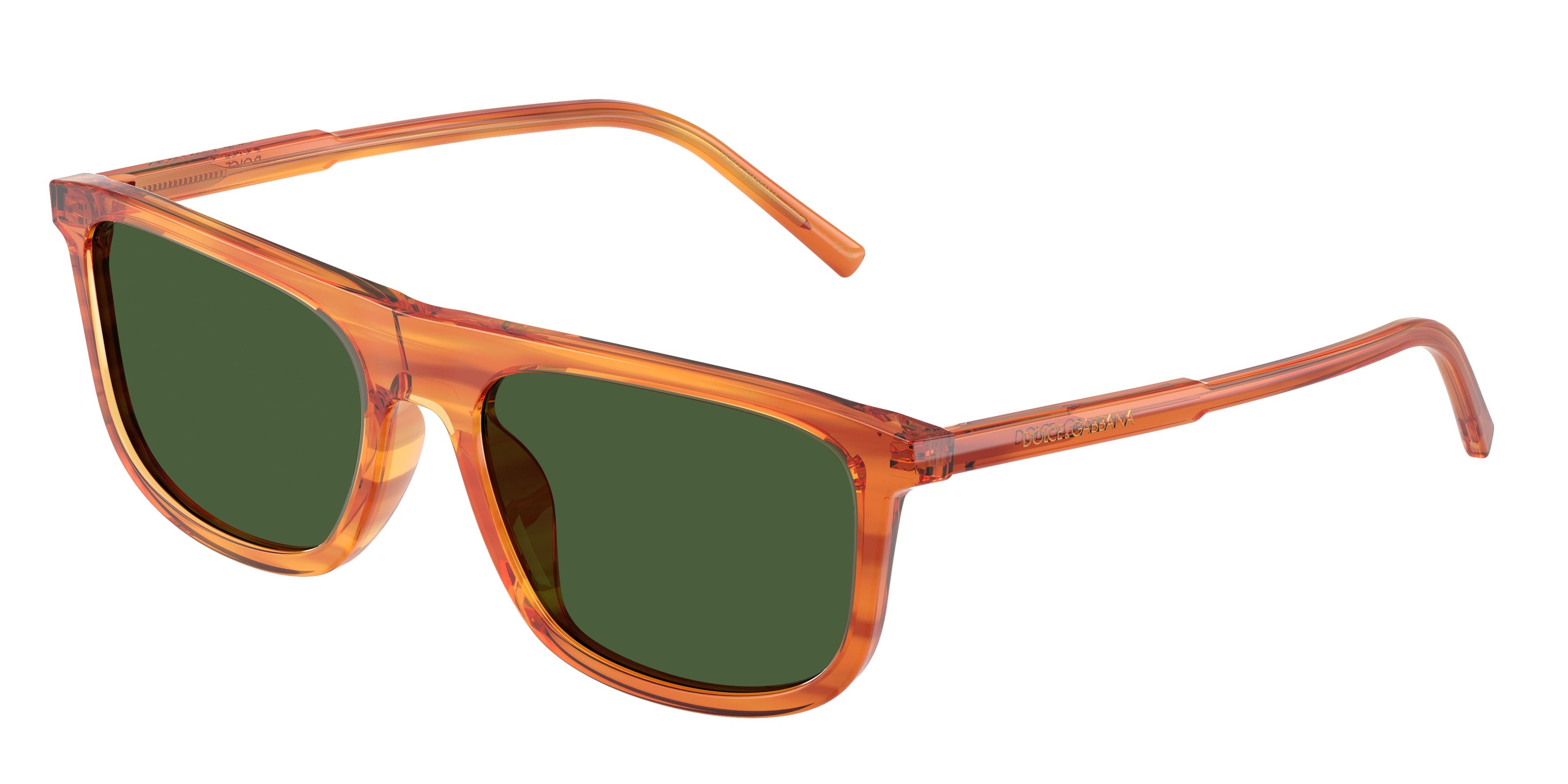 Sunglasses Dolce & Gabbana DG 4542 (348371) color camel on striped ginger shape square lenses verde scuro