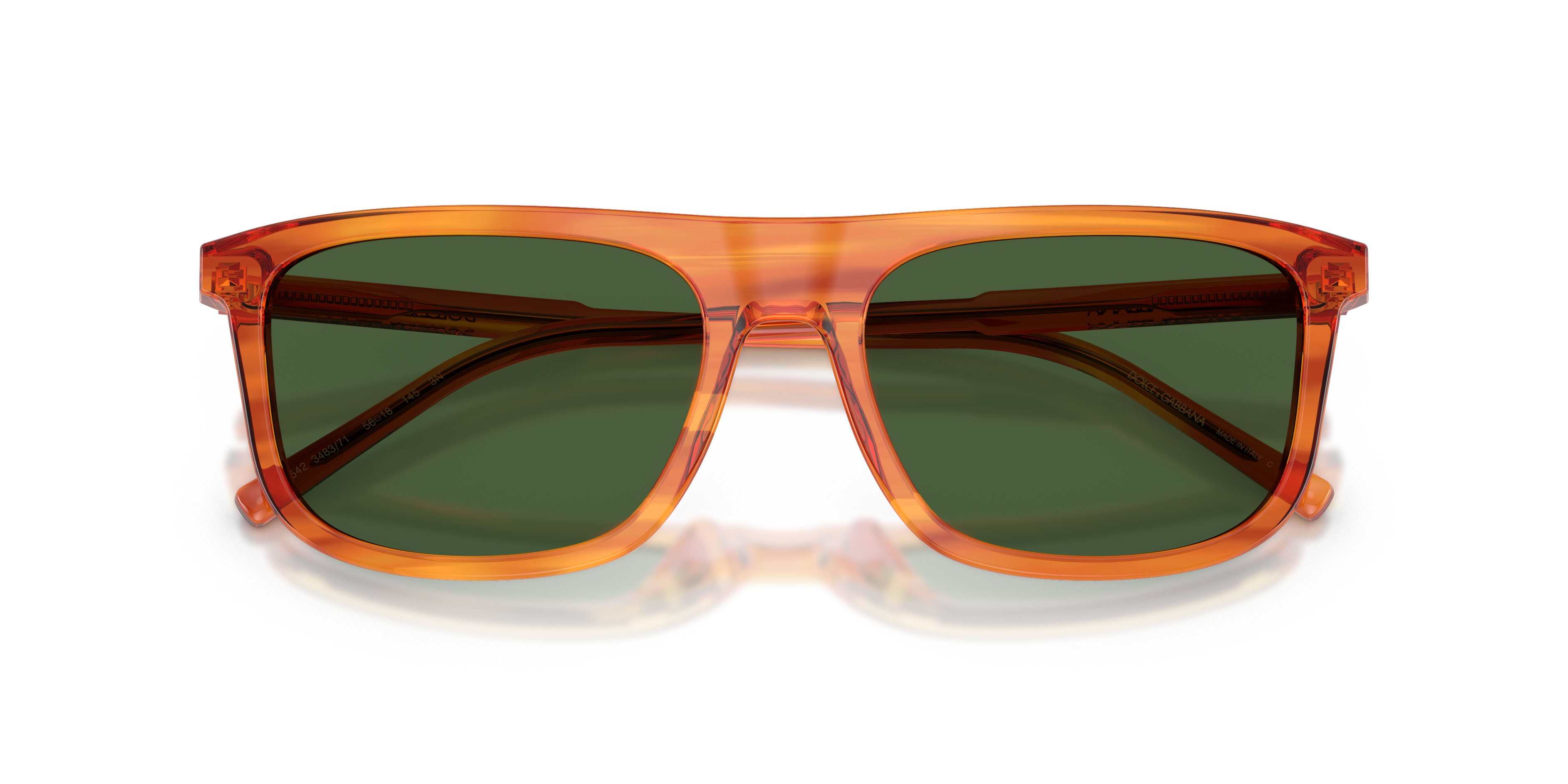 Sunglasses Dolce & Gabbana DG 4542 (348371) color camel on striped ginger shape square lenses verde scuro