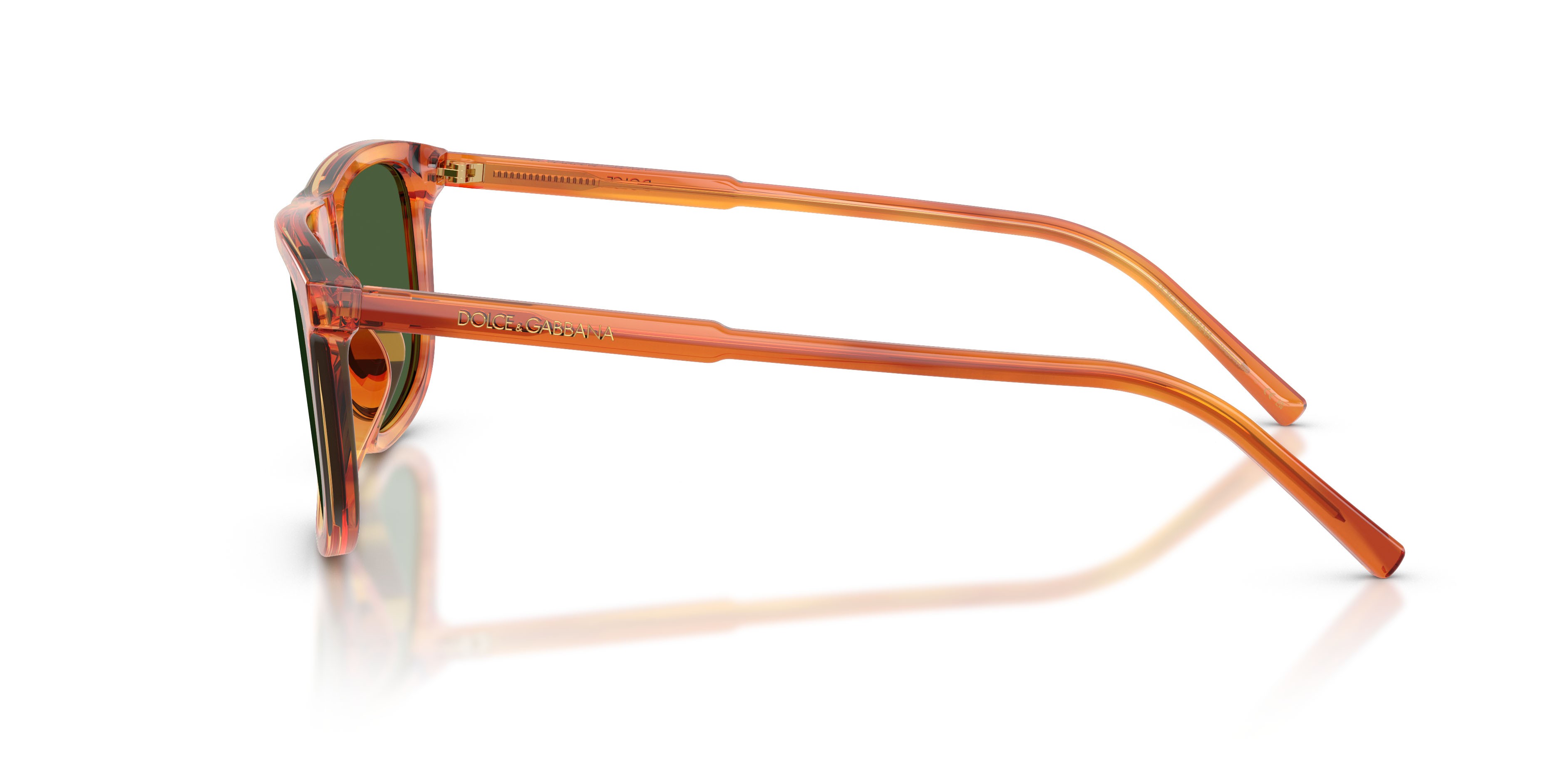 Sunglasses Dolce & Gabbana DG 4542 (348371) color camel on striped ginger shape square lenses verde scuro