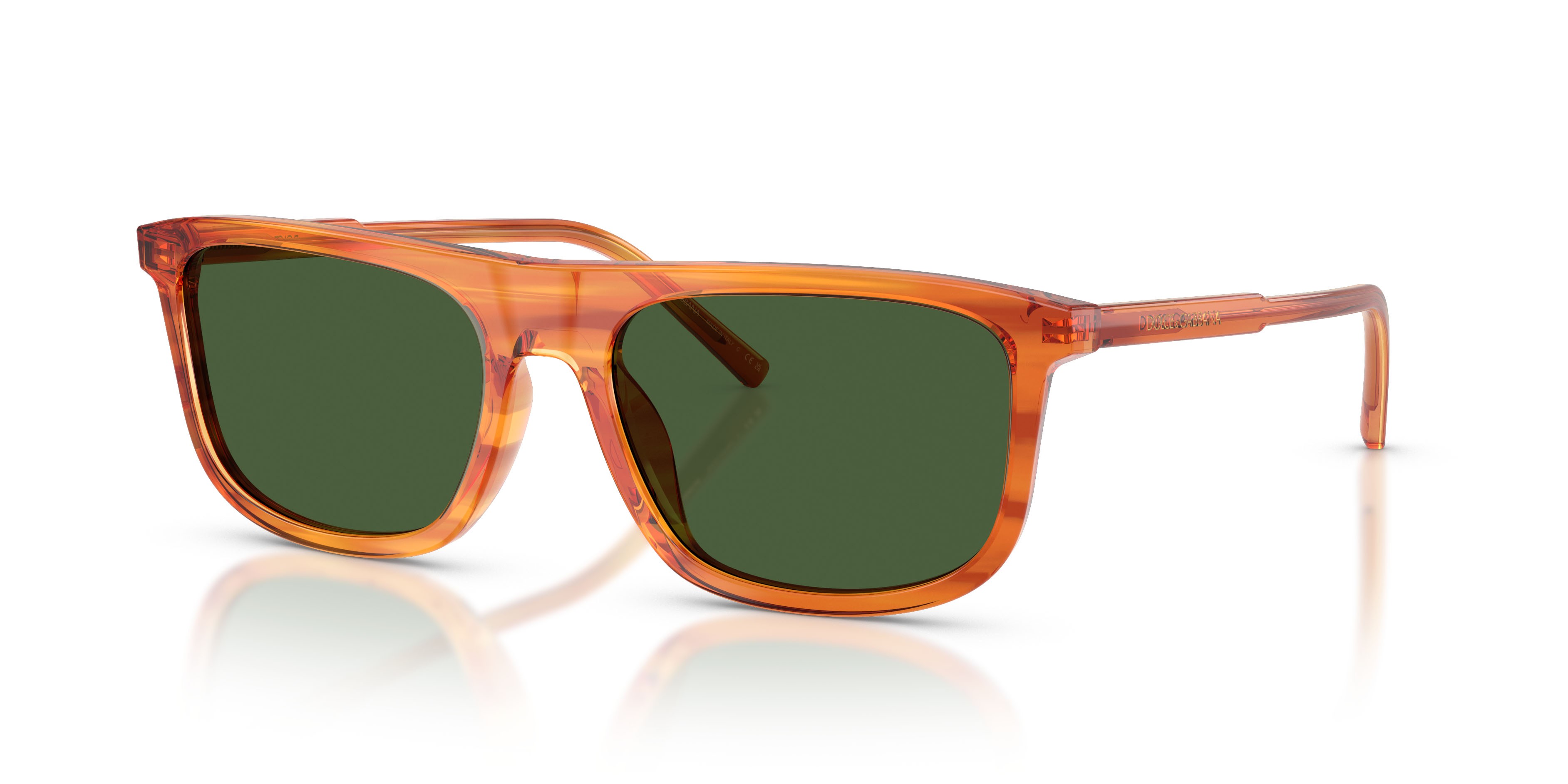 Sunglasses Dolce & Gabbana DG 4542 (348371) color camel on striped ginger shape square lenses verde scuro