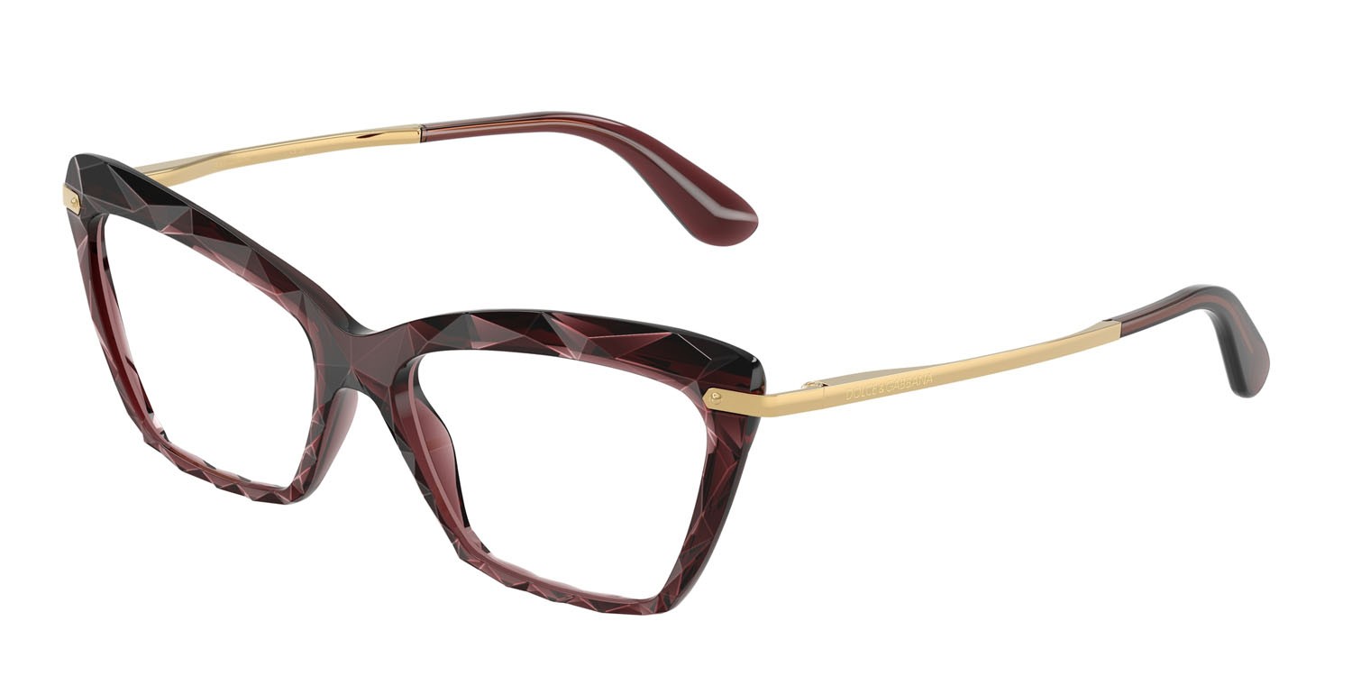 Occhiali da vista Dolce & Gabbana DG 5025 (3045) colore bordeaux trasparente forma cat eye lenti lente demo