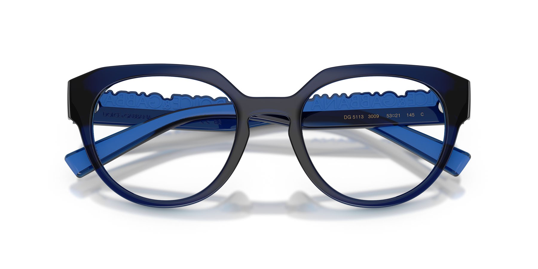 Occhiali da vista Dolce & Gabbana DG 5113 (3009) colore blu scuro trasparente forma pantos lenti lente demo