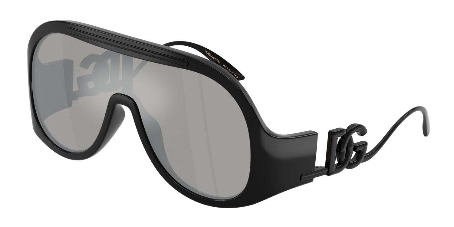 Occhiali da sole Dolce & Gabbana DG 6202 (501/6G) colore nero forma aviator lenti grigio chiaro specchiato argento