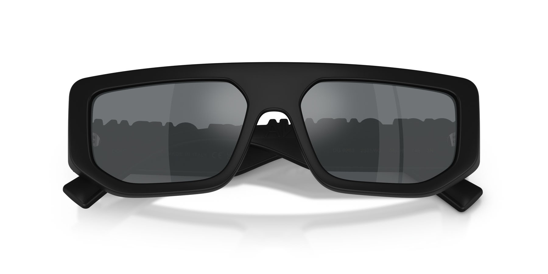 Occhiali da sole Dolce & Gabbana DG 6203 (25256G) colore nero opaco forma rettangolare lenti grigio chiaro specchiato nero