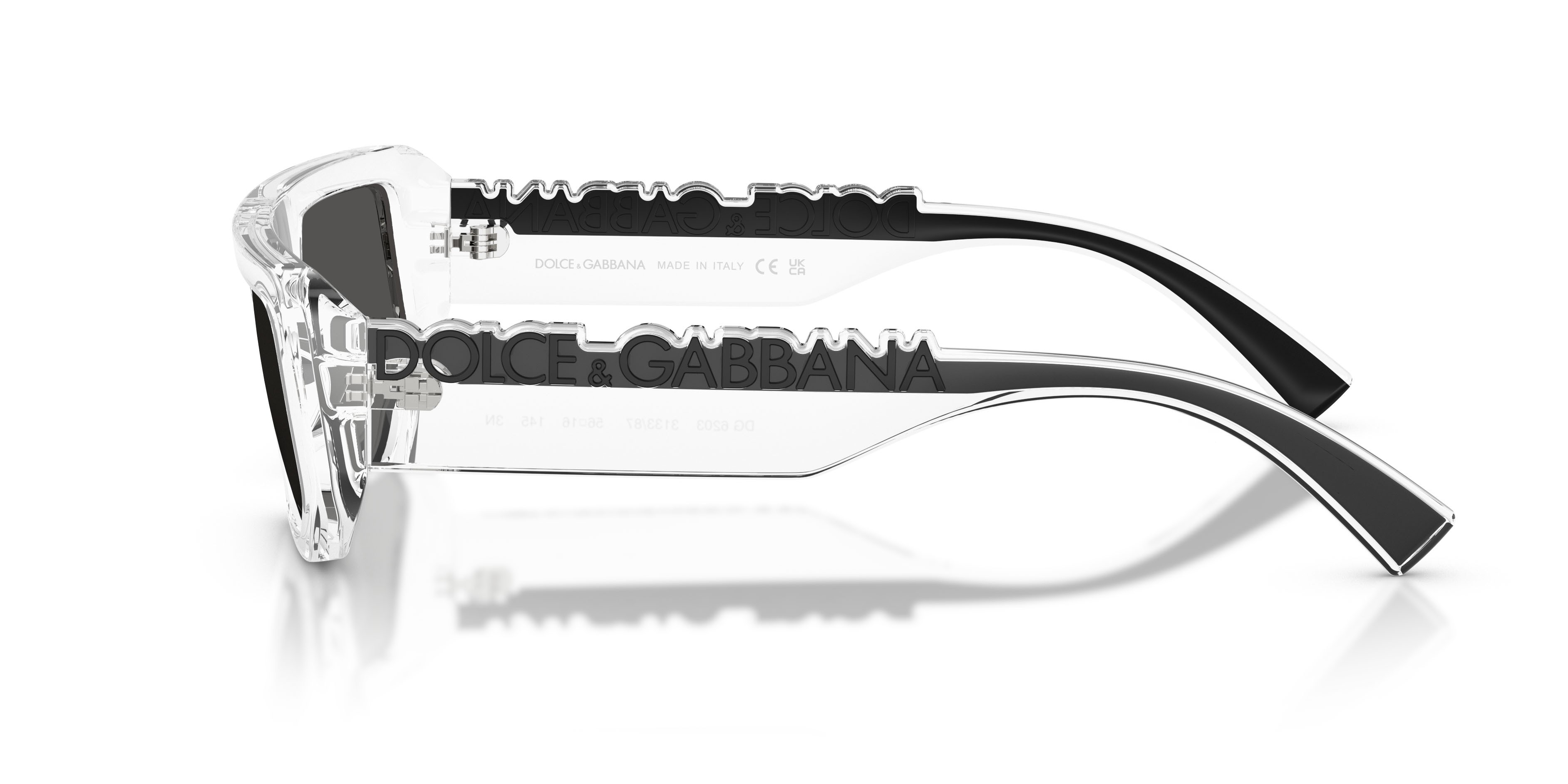 Sunglasses Dolce & Gabbana DG 6203 (313387) color cristallo shape rectangle lenses grigio scuro
