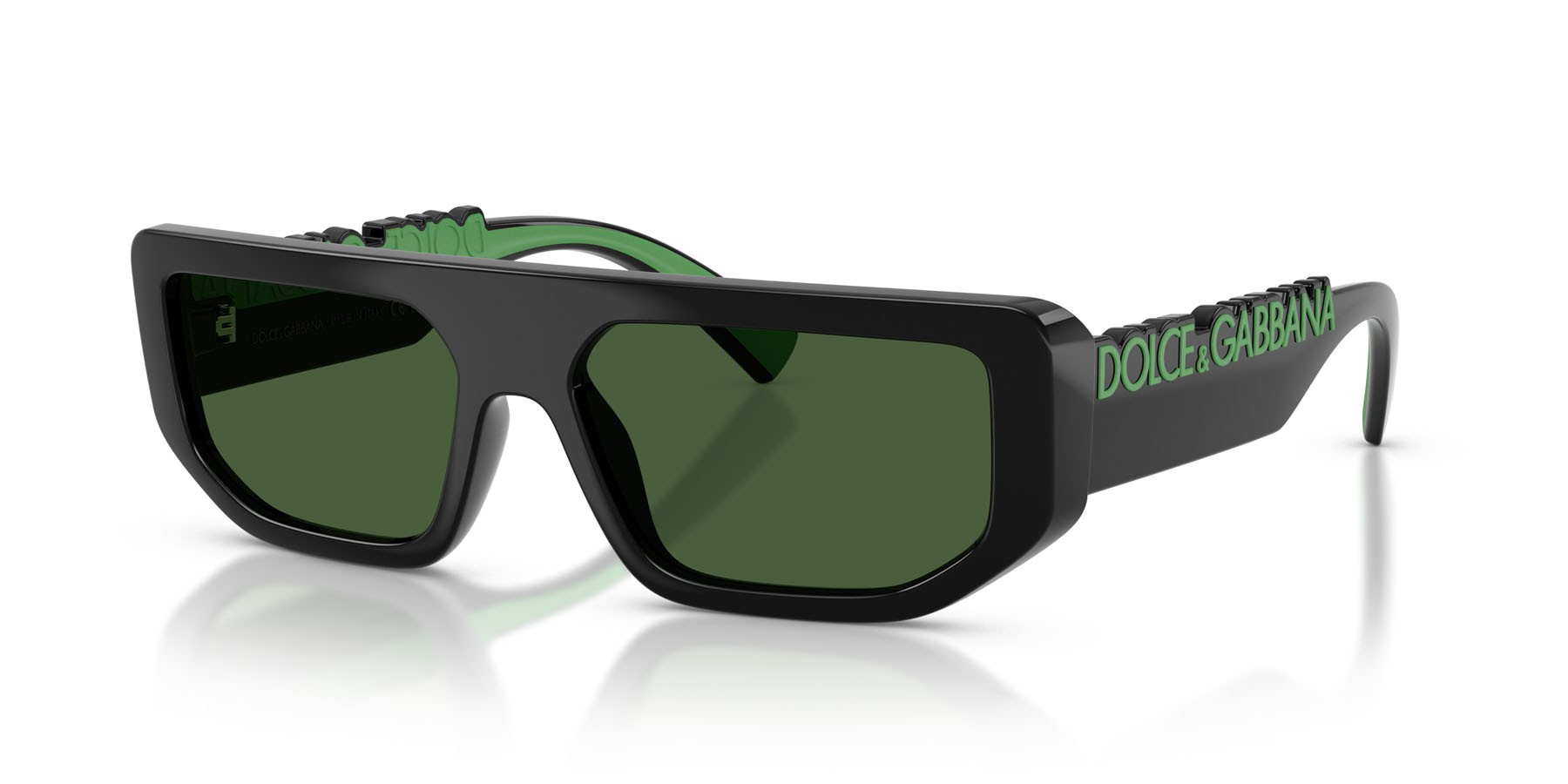 Occhiali da sole Dolce & Gabbana DG 6203 (501/71) colore nero forma rettangolare lenti verde scuro