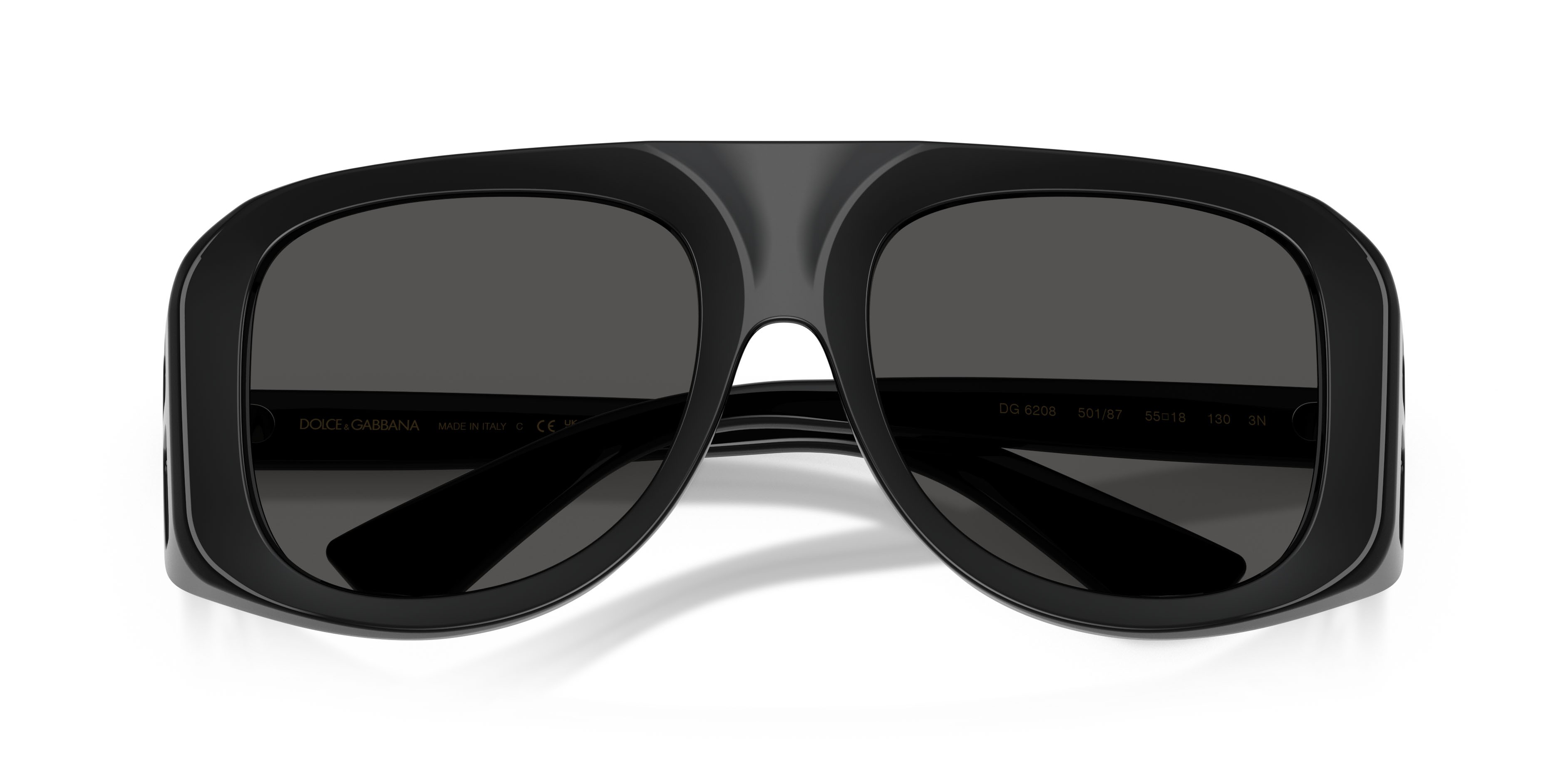 Occhiali da sole Dolce & Gabbana DG 6208 (501/87) colore nero forma aviator lenti grigio scuro