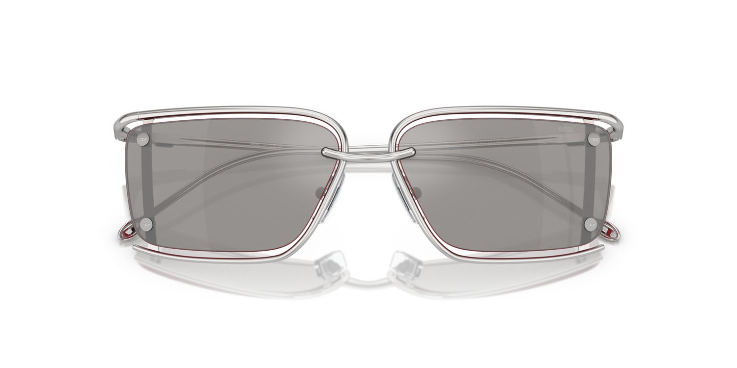 Sunglasses Diesel DL 1002 (103/6G) color argento lucido shape rectangle lenses grigio a specchio