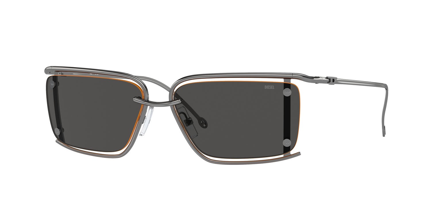 Sunglasses Diesel DL 1002 (104/87) color gunmetal lucido shape rectangle lenses grigio scuro