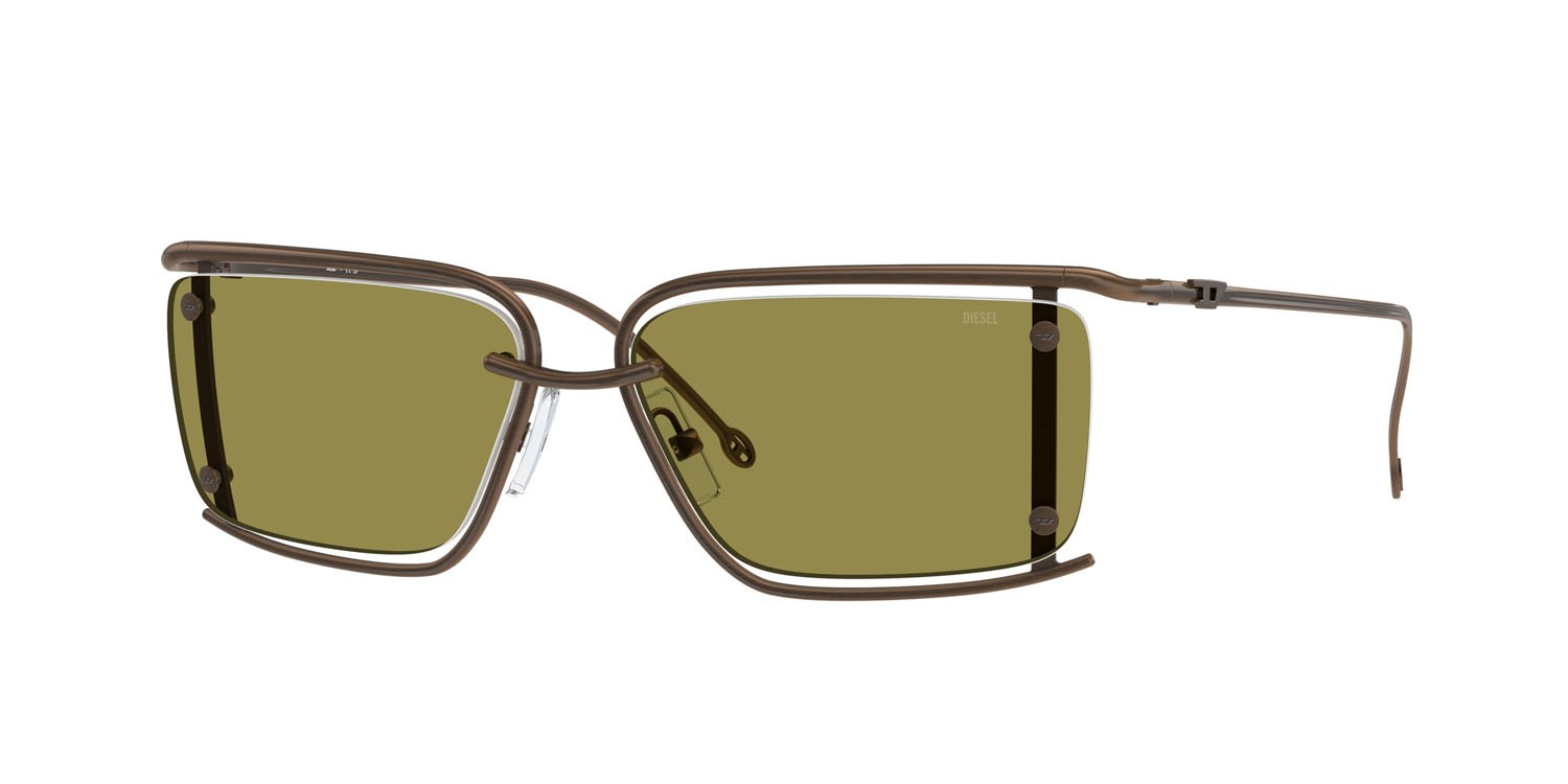 Occhiali da sole Diesel DL 1002 (105/2) colore rame antico lucido forma rettangolare lenti verde