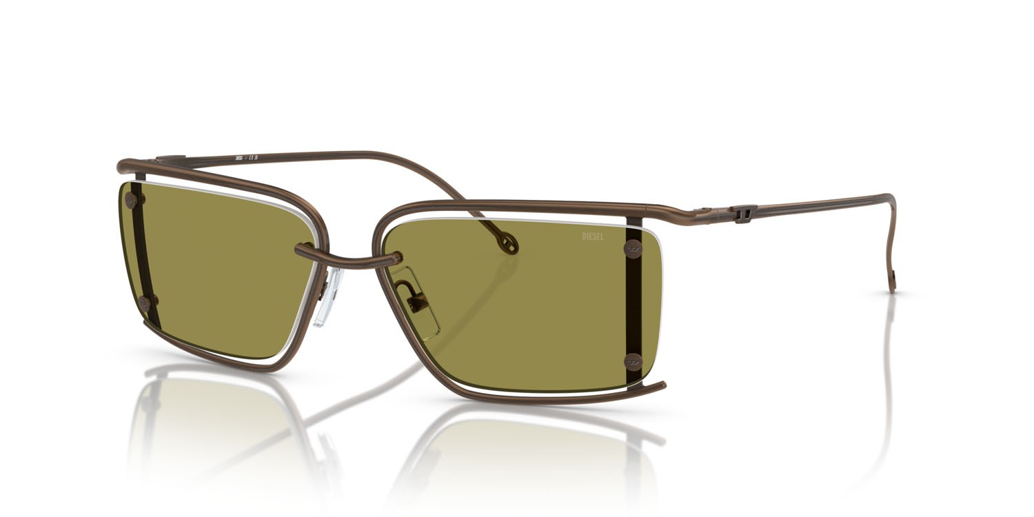 Occhiali da sole Diesel DL 1002 (105/2) colore rame antico lucido forma rettangolare lenti verde