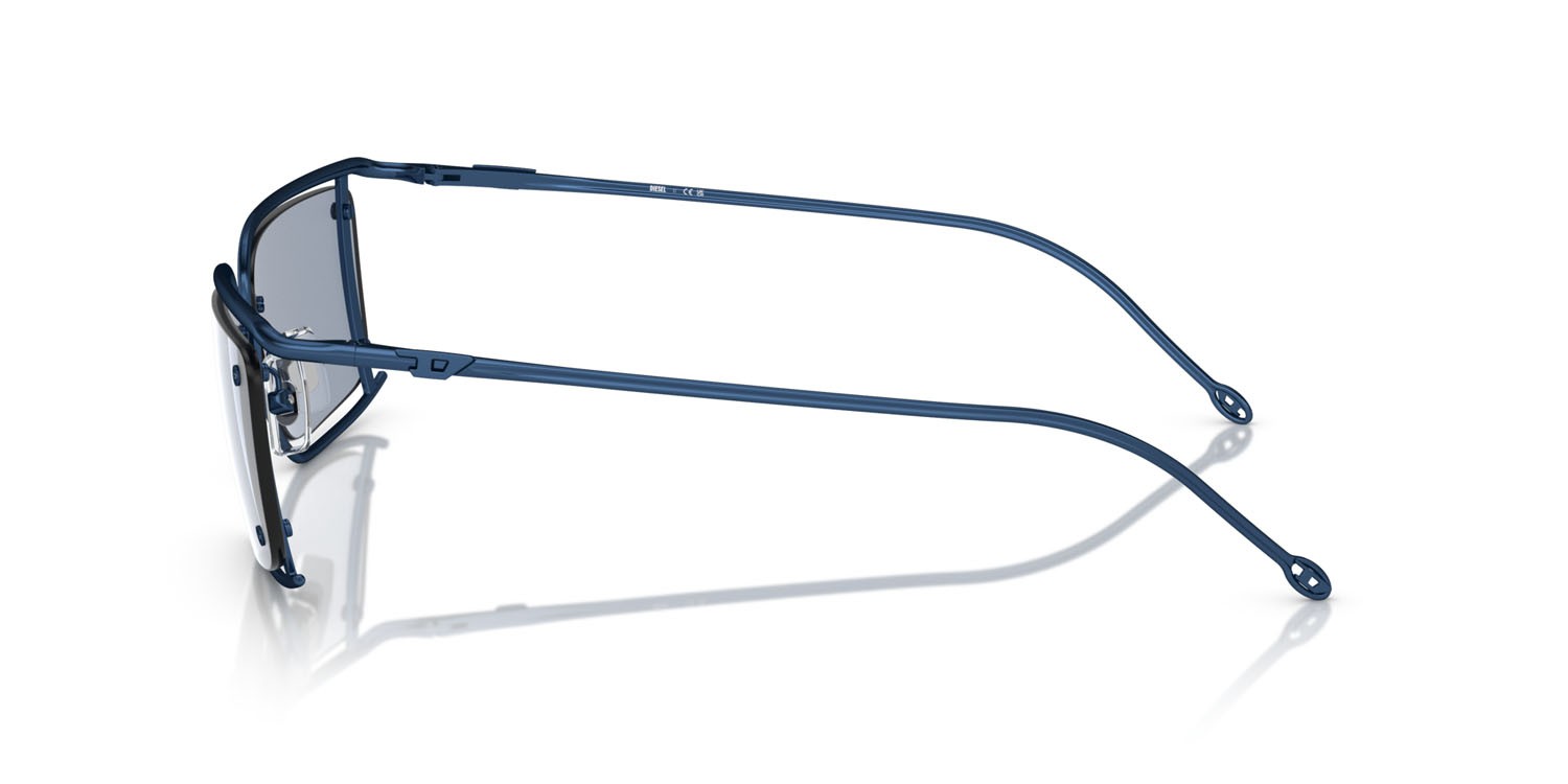 Occhiali da sole Diesel DL 1002 (110/55) colore blu lucido forma rettangolare lenti azzurro specchiato argento