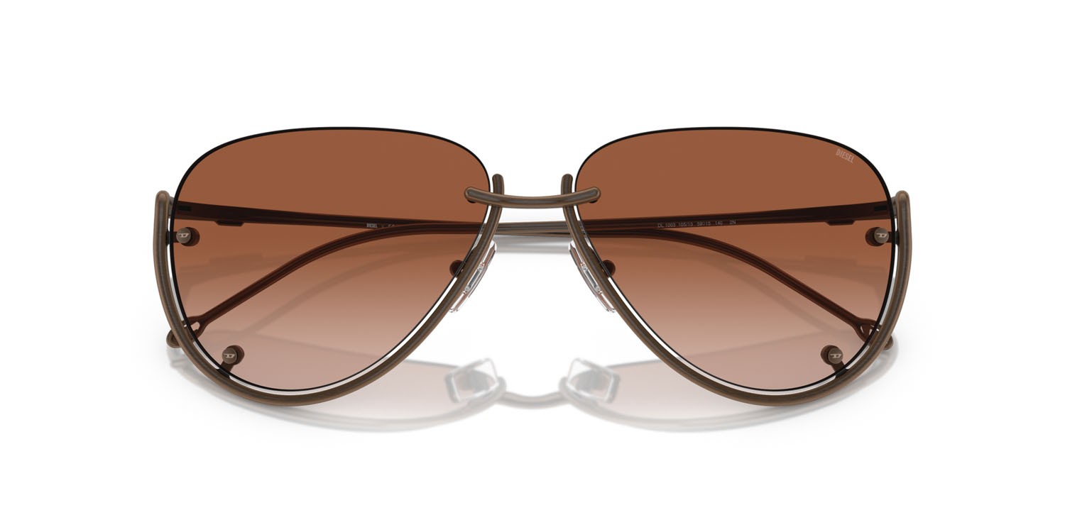 Occhiali da sole Diesel DL 1003 (105/13) colore rame antico lucido forma aviator lenti marrone sfumato