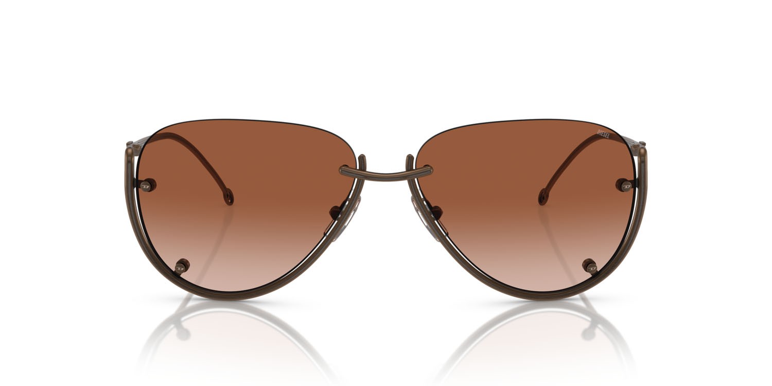 Occhiali da sole Diesel DL 1003 (105/13) colore rame antico lucido forma aviator lenti marrone sfumato