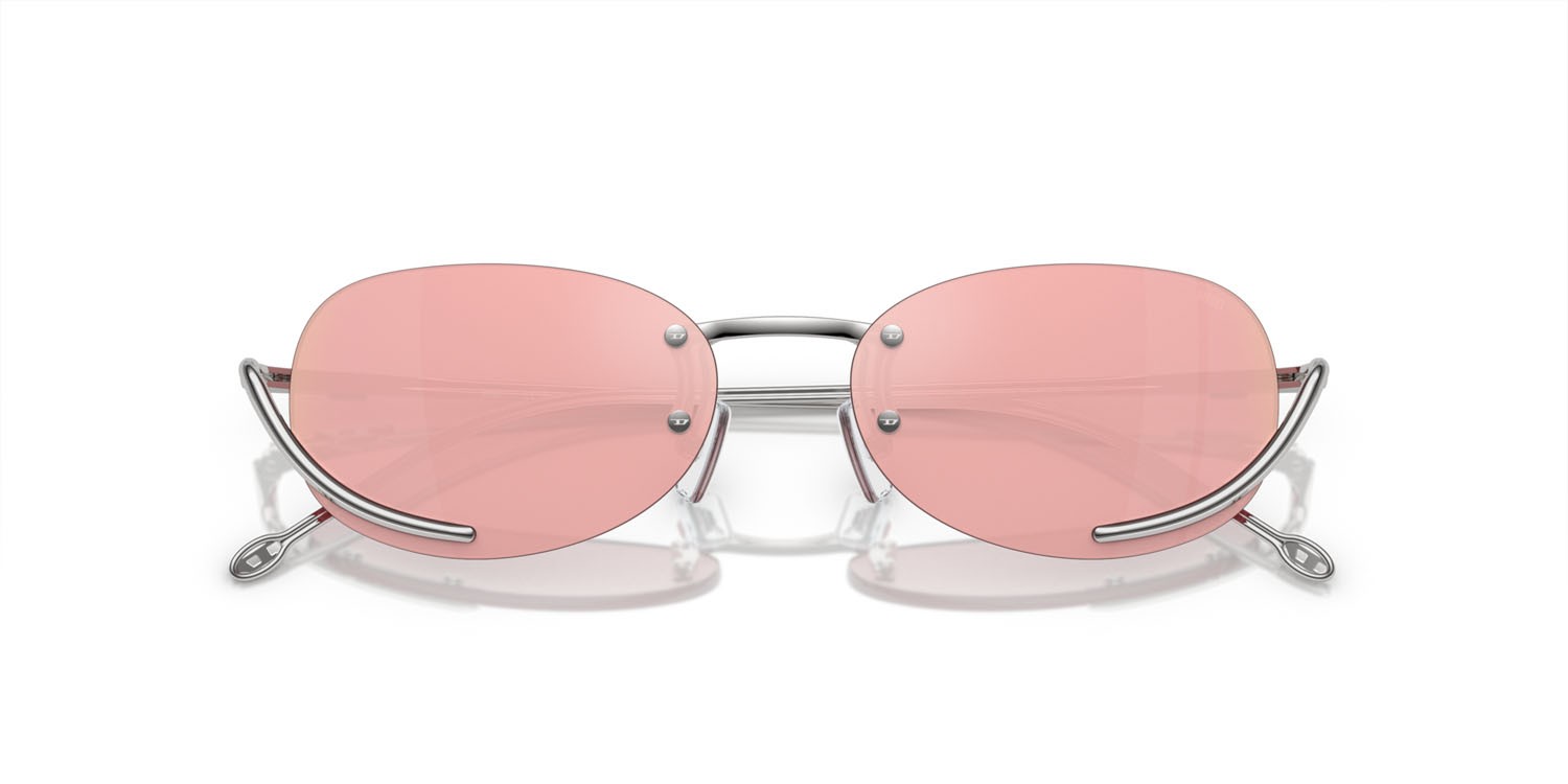 Sunglasses Diesel DL 1004 (103/E4) color argento lucido shape oval lenses rosa specchiato rosa