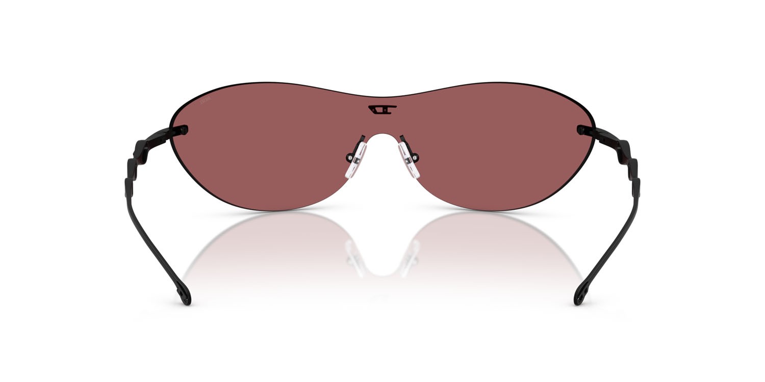 Occhiali da sole Diesel DL 1006 (109/D0) colore nero opaco forma ovale lenti viola scuro specchiato rosso