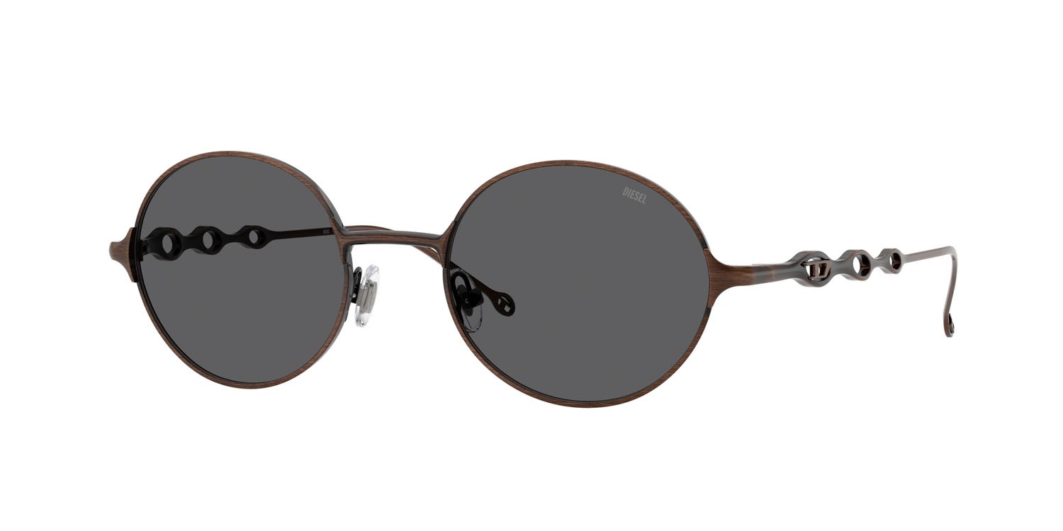 Occhiali da sole Diesel DL 1008 (102587) colore shiny brush light yellow brown forma rotondo lenti grigio