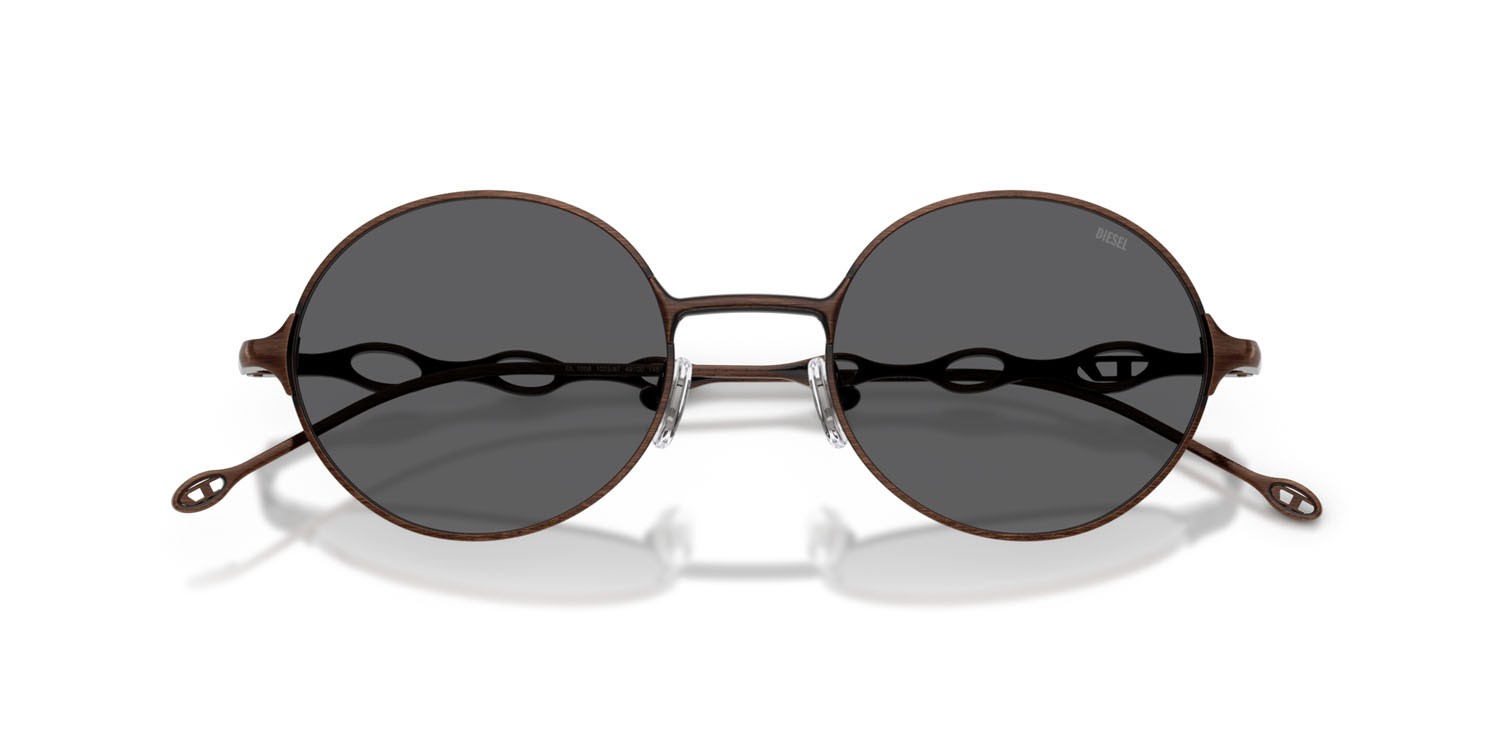 Occhiali da sole Diesel DL 1008 (102587) colore shiny brush light yellow brown forma rotondo lenti grigio