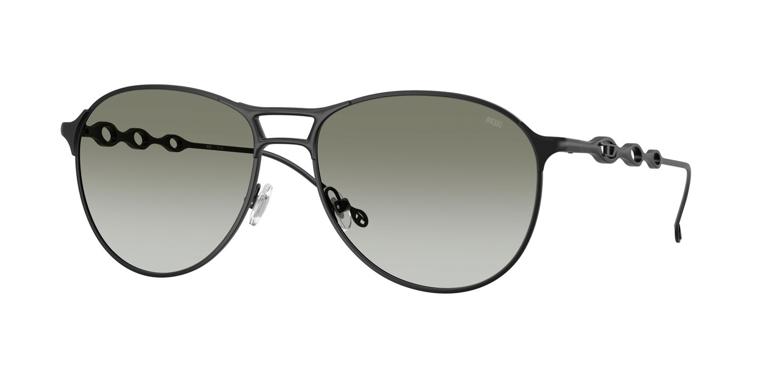 Sunglasses Diesel DL 1009 (10138E) color powder matte black shape pantos lenses verde chiaro sfumato verde scuro