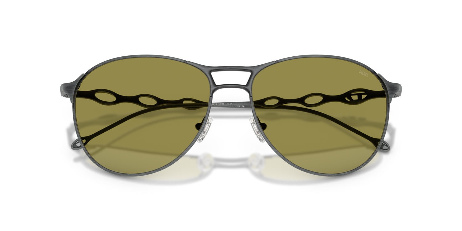 Sunglasses Diesel DL 1009 (1027/2) color grigio spazzolato blu opaco shape pantos lenses verde