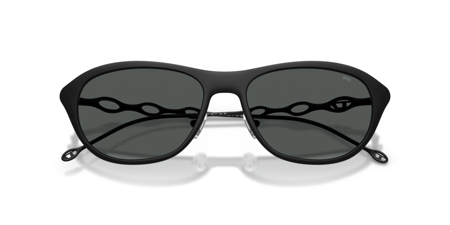 Sunglasses Diesel DL 1011 (101387) color powder matte black shape square lenses grigio scuro