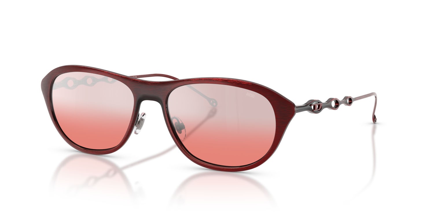 Sunglasses Diesel DL 1011 (10267E) color shiny brushed burgundy red shape square lenses rosso sfumato
