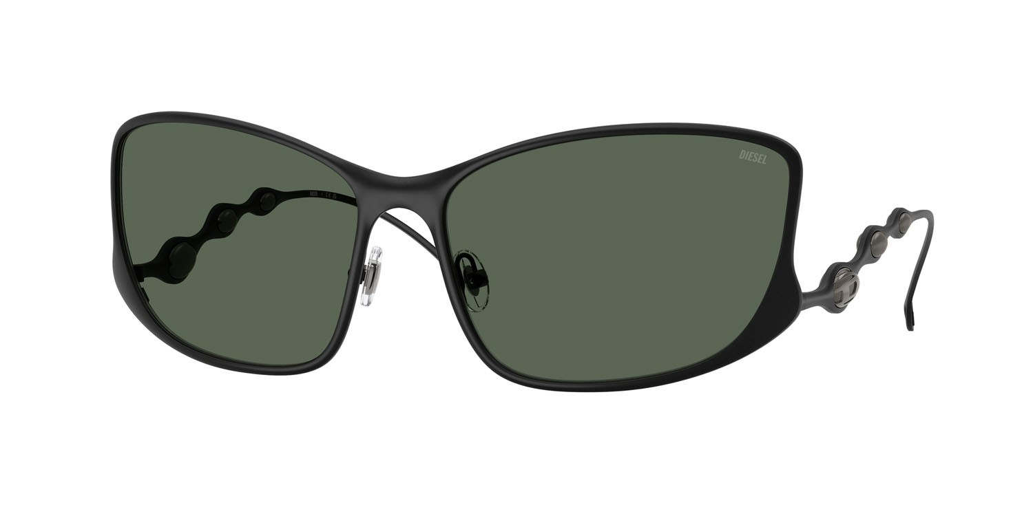 Occhiali da sole Diesel DL 1013 (101371) colore powder matte black forma quadrato lenti verde scuro