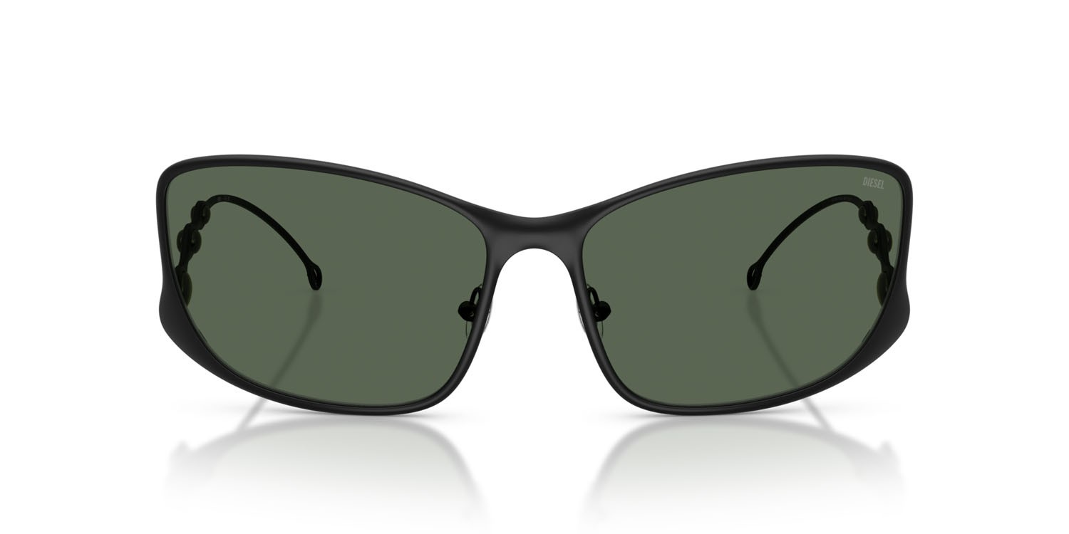 Occhiali da sole Diesel DL 1013 (101371) colore powder matte black forma quadrato lenti verde scuro