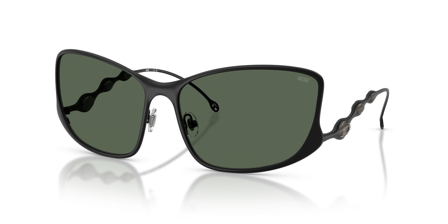 Occhiali da sole Diesel DL 1013 (101371) colore powder matte black forma quadrato lenti verde scuro