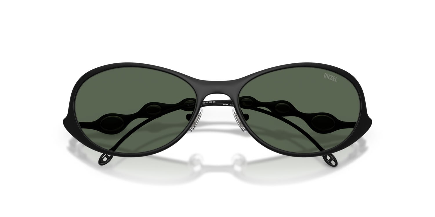 Sunglasses Diesel DL 1014 (101371) color powdre matte black shape oval lenses verde scuro