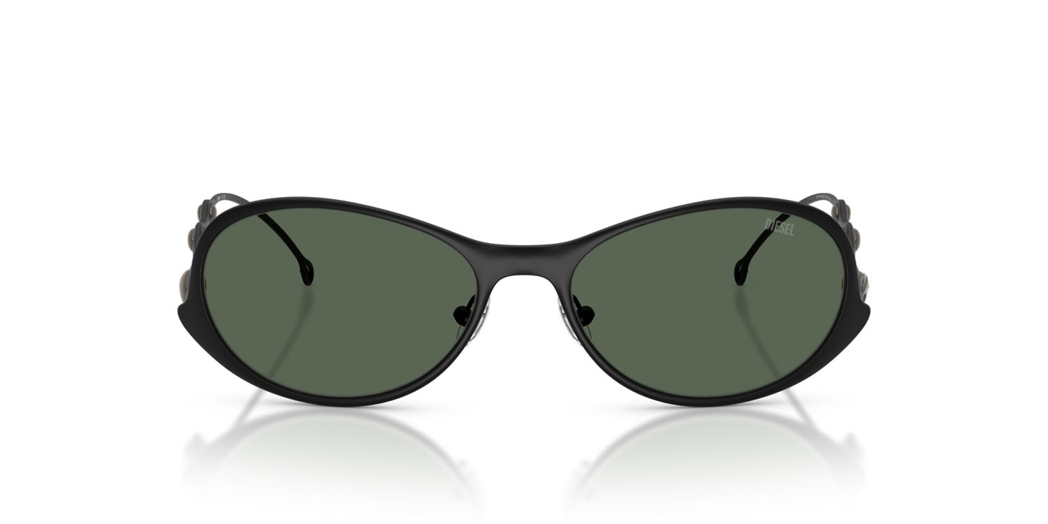 Sunglasses Diesel DL 1014 (101371) color powdre matte black shape oval lenses verde scuro