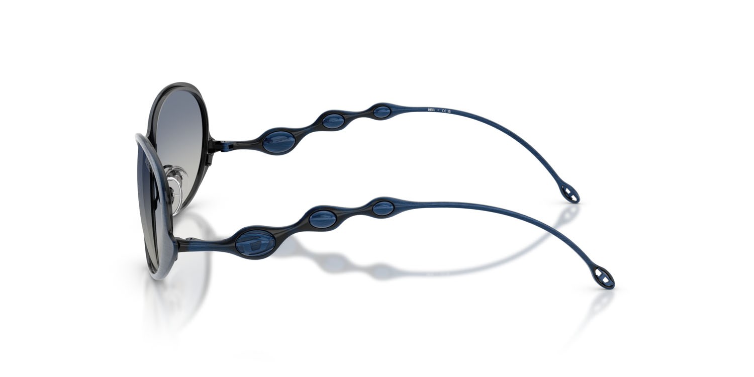 Sunglasses Diesel DL 1014 (102414) color shiny brushed antique blue shape oval lenses blu sfumato