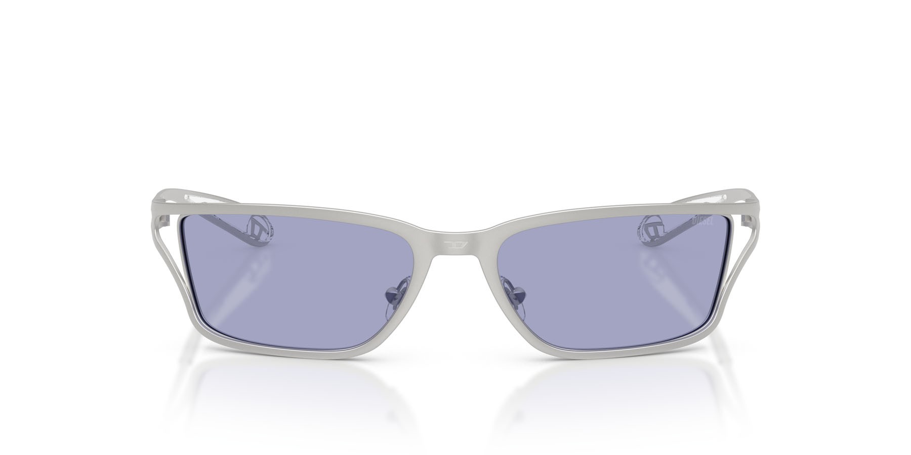 Occhiali da sole Diesel DL 1015 (10071A) colore argento opaco forma rettangolare lenti viola