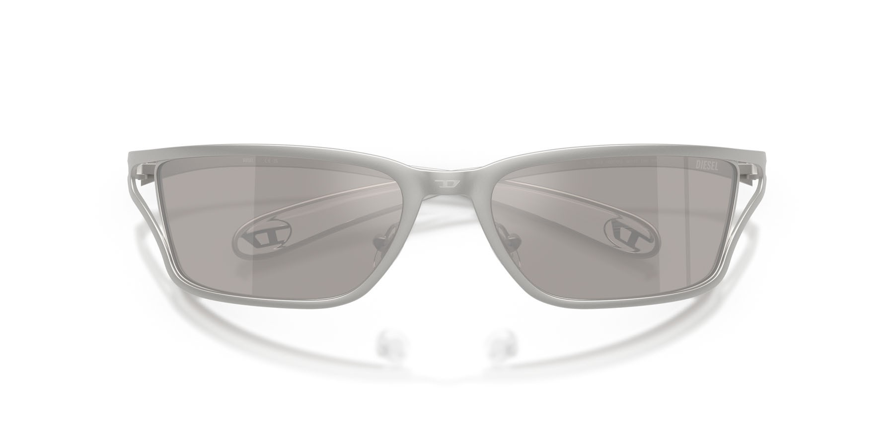 Occhiali da sole Diesel DL 1015 (10076G) colore argento opaco forma rettangolare lenti argento a specchio